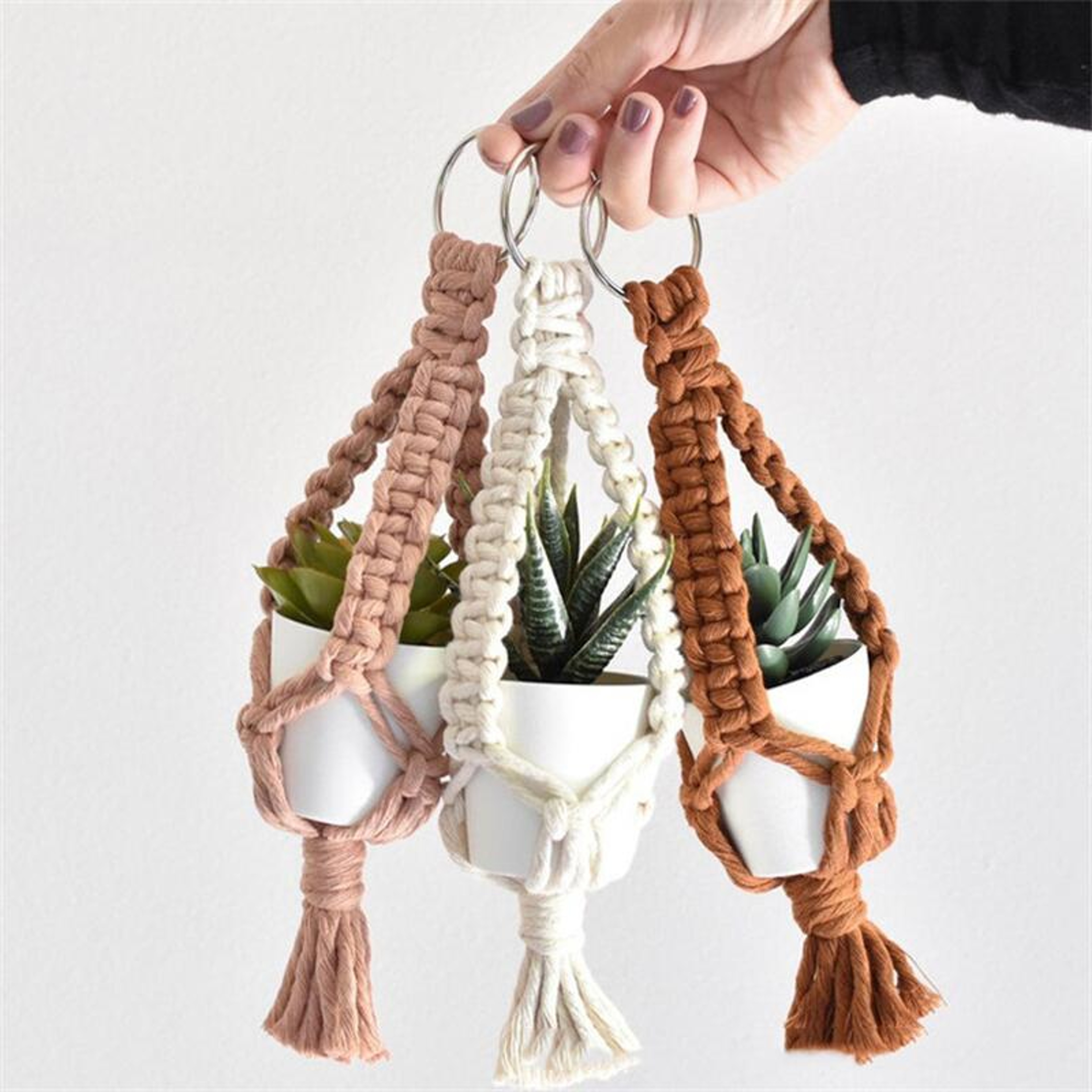 Mini Macrame Air Plant Holder Cotton Boho Hanging Planter for Home Decor – view 2
