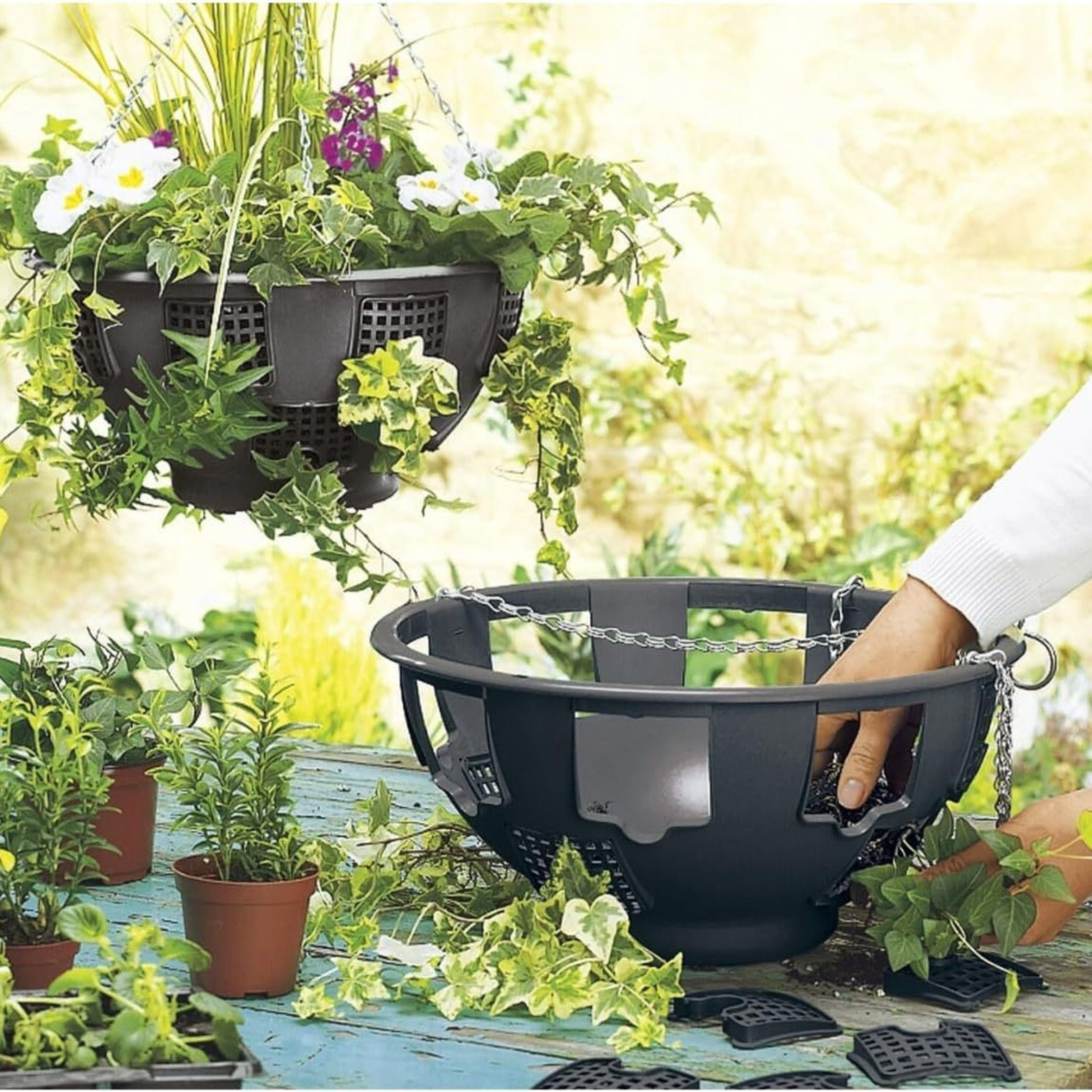 Hanging Planters No Drill Wall Mounted Flower Pots for Balcony and Patio – view 1
