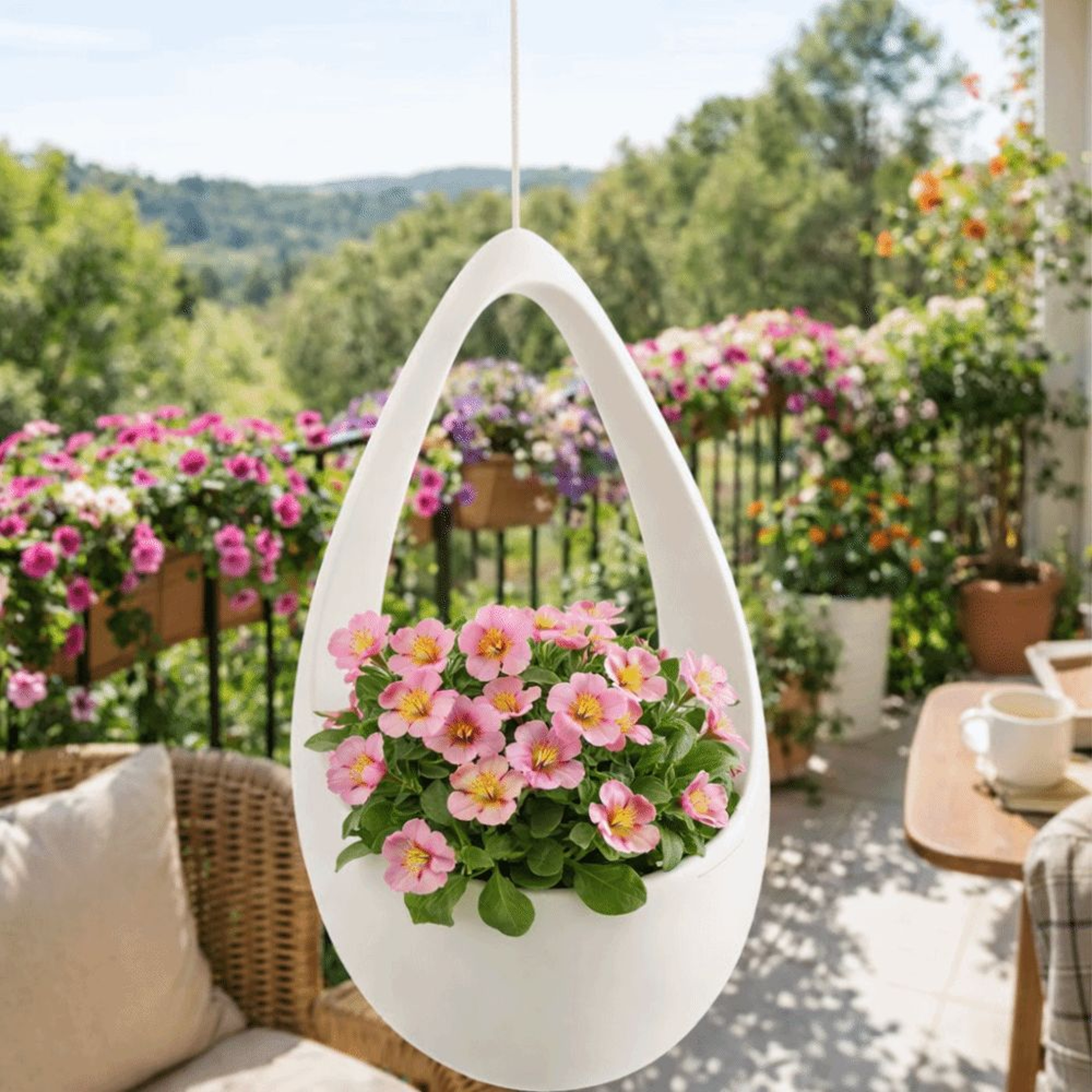 Thickened Hanging Flower Pot Chain Hooks Large Capacity Vertical Planter Basket – view 1