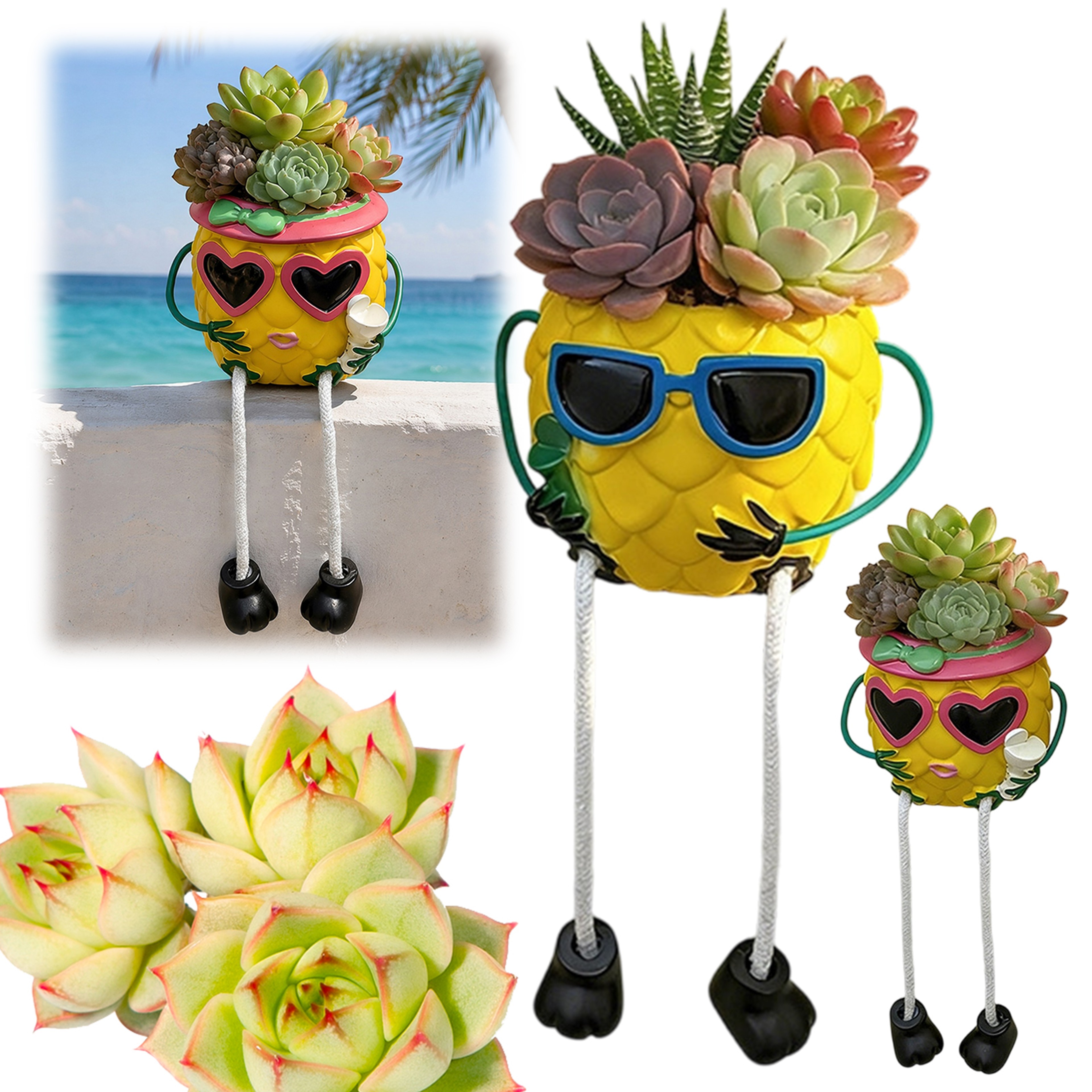 Pineapple Planter Pot with Sunglasses Cute Desk Succulent Planter Home Decor – view 2