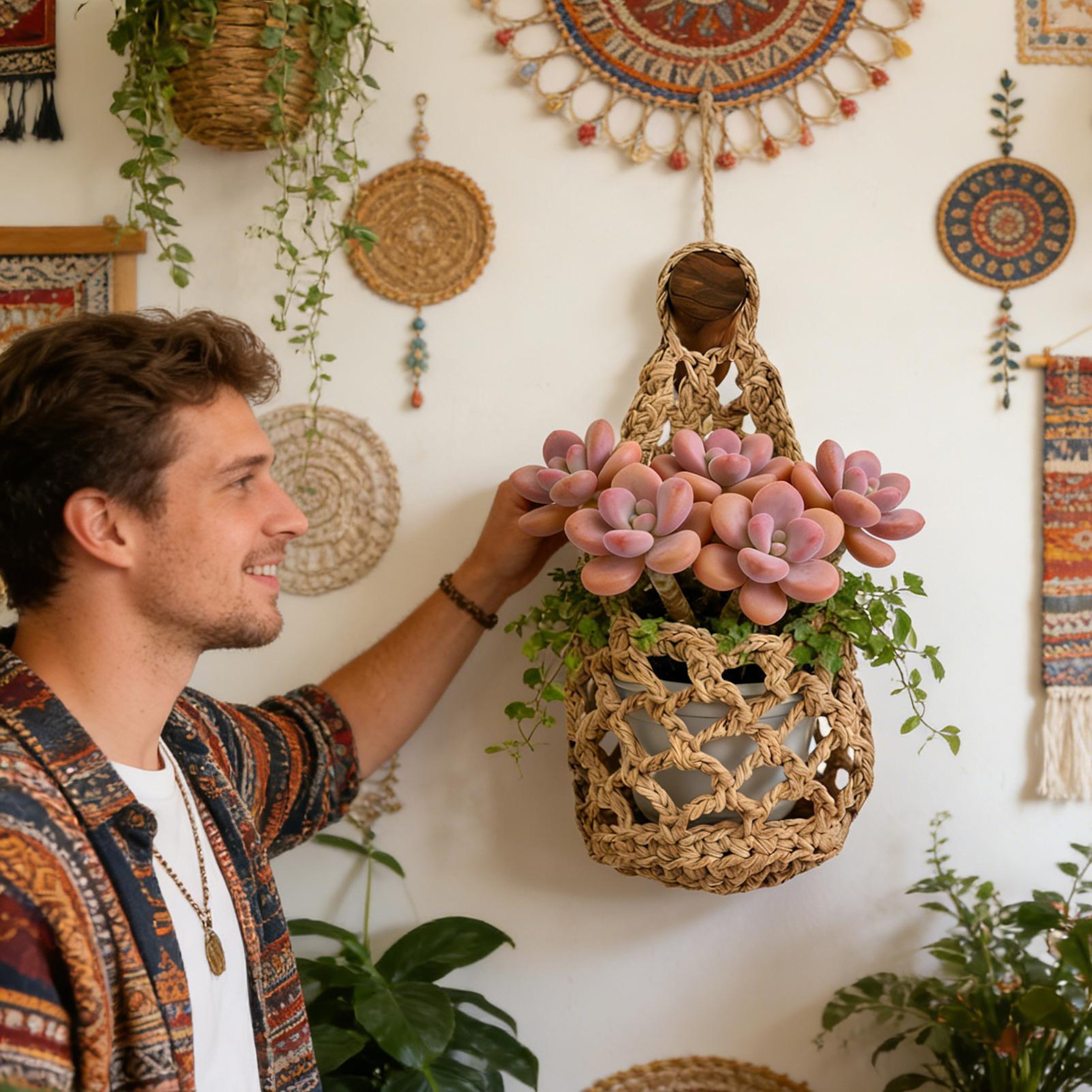 Boho Macrame Plant Hanger Cotton Rope Hanging Planter Basket For Home Decor 2
