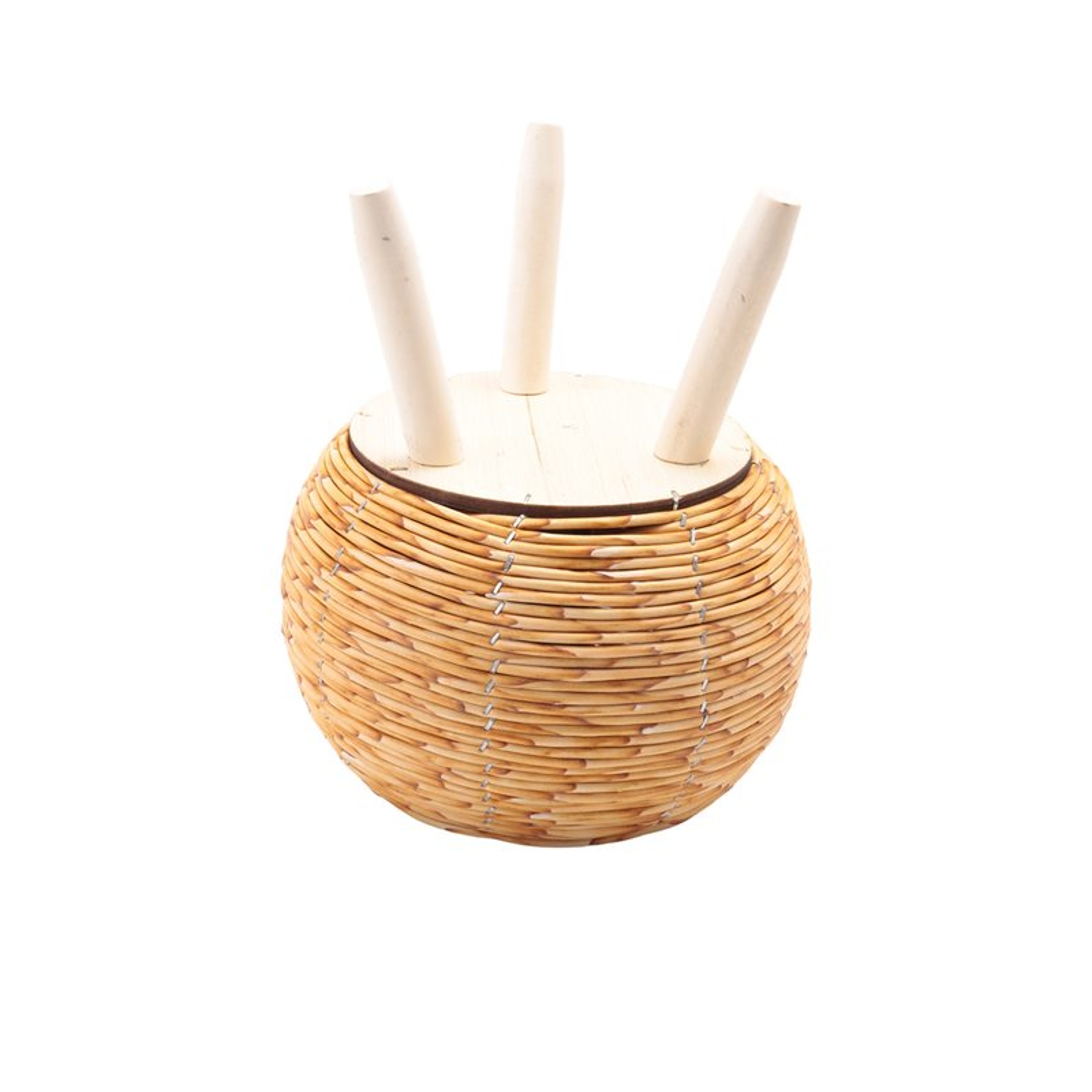 Vintage Rattan Plant Stand Woven Flower Basket With Wooden Legs for Boho Home Decor – view 4