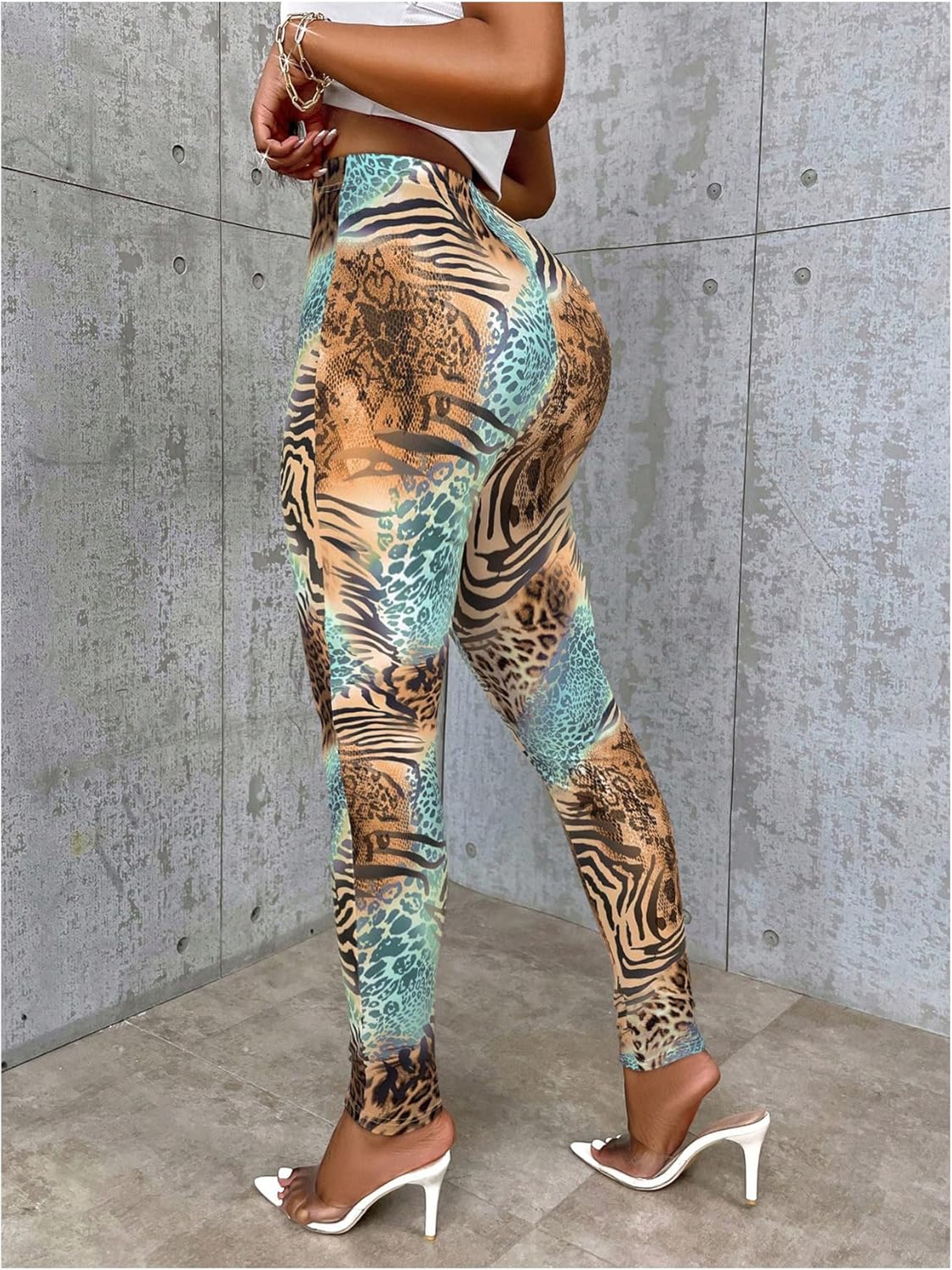 Womens Tiger Leopard Print Leggings High Rise Yoga Pants – view 2