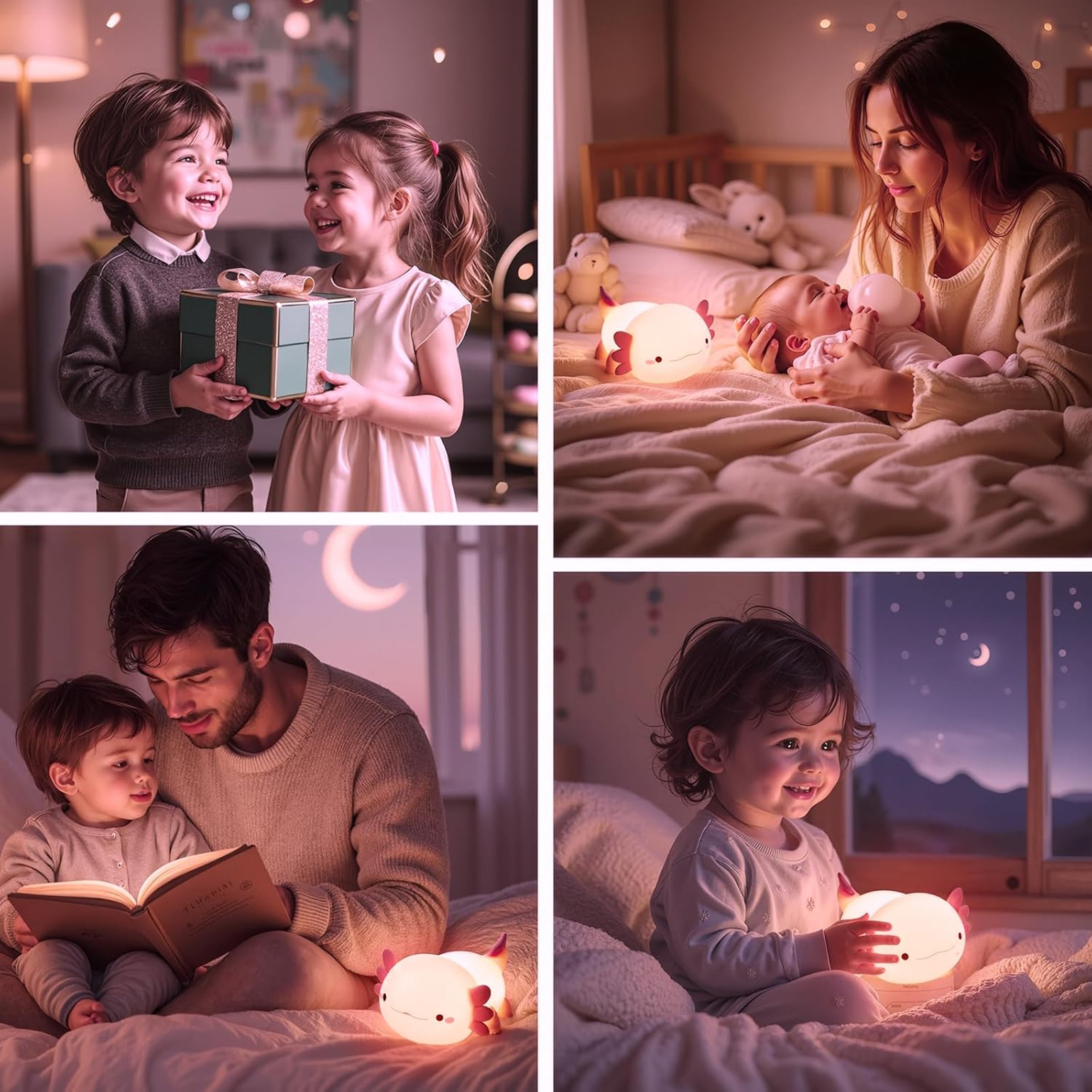 Cute Axolotl Night Light USB Rechargeable LED Lamp for Bedroom Decor – view 4