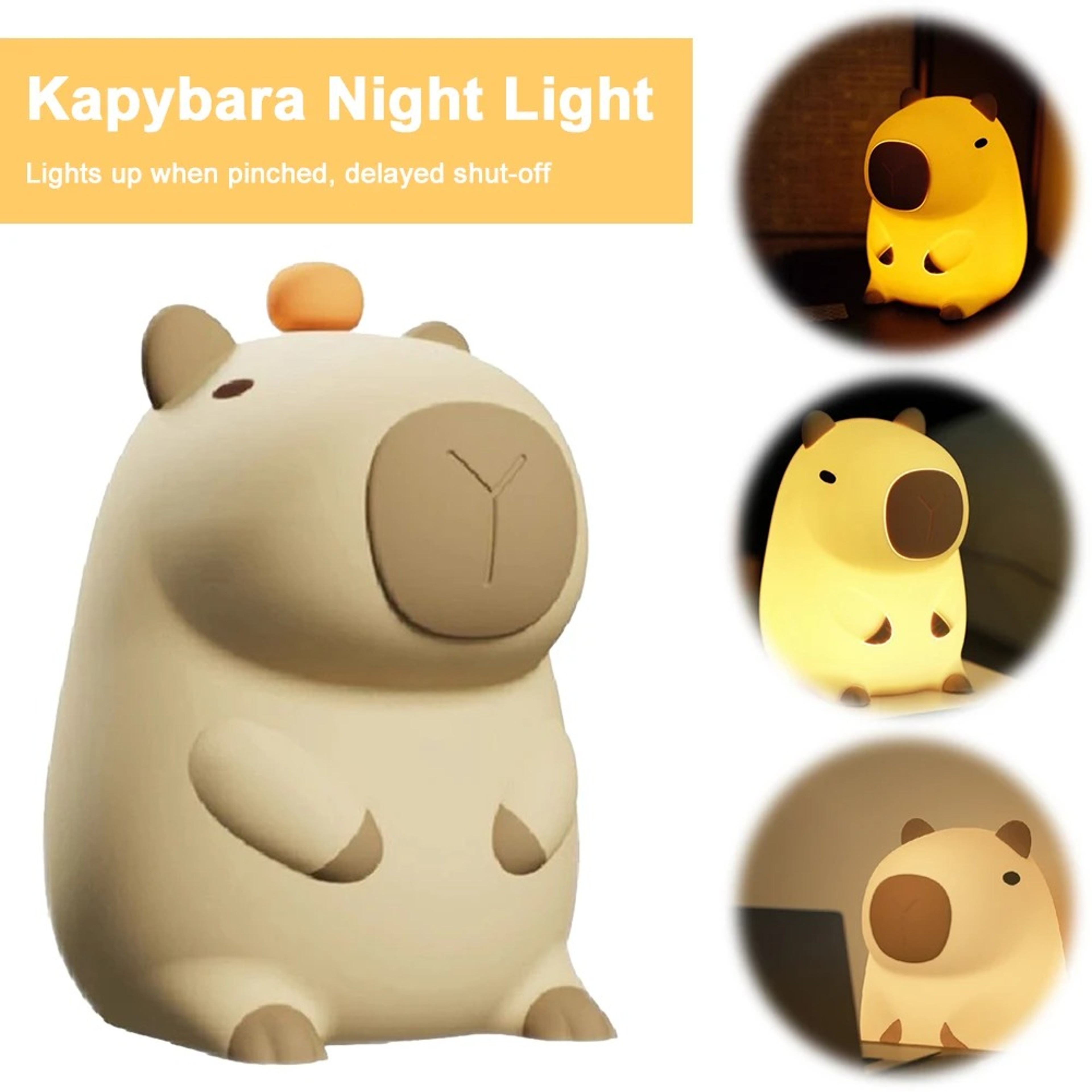 Cute Capybara Night Light Soft Silicone Rechargeable Touch Lamp for Kids Room – view 2