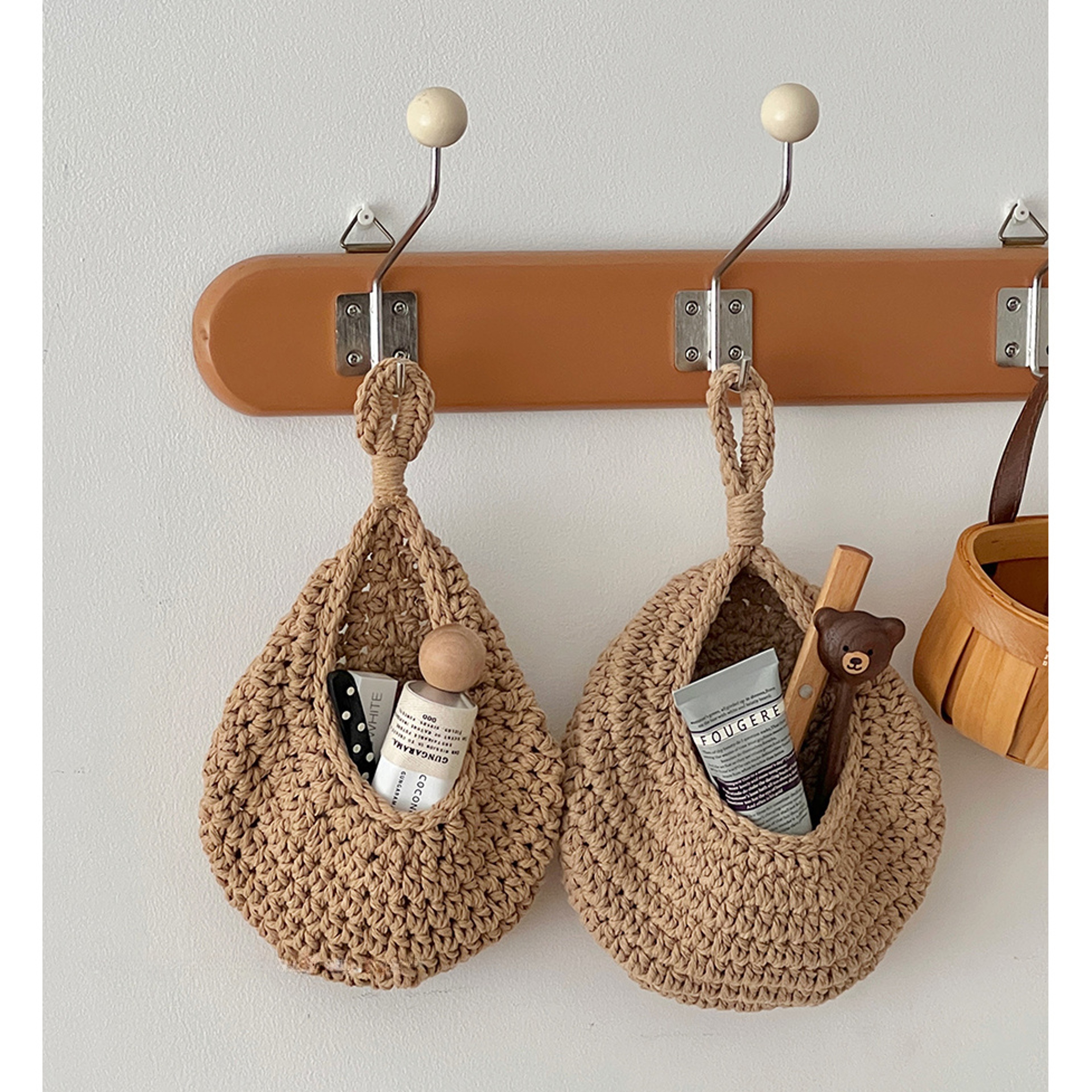 Handwoven Wall Hanging Basket Organizer for Kitchen Vegetable and Fruit Storage – view 5