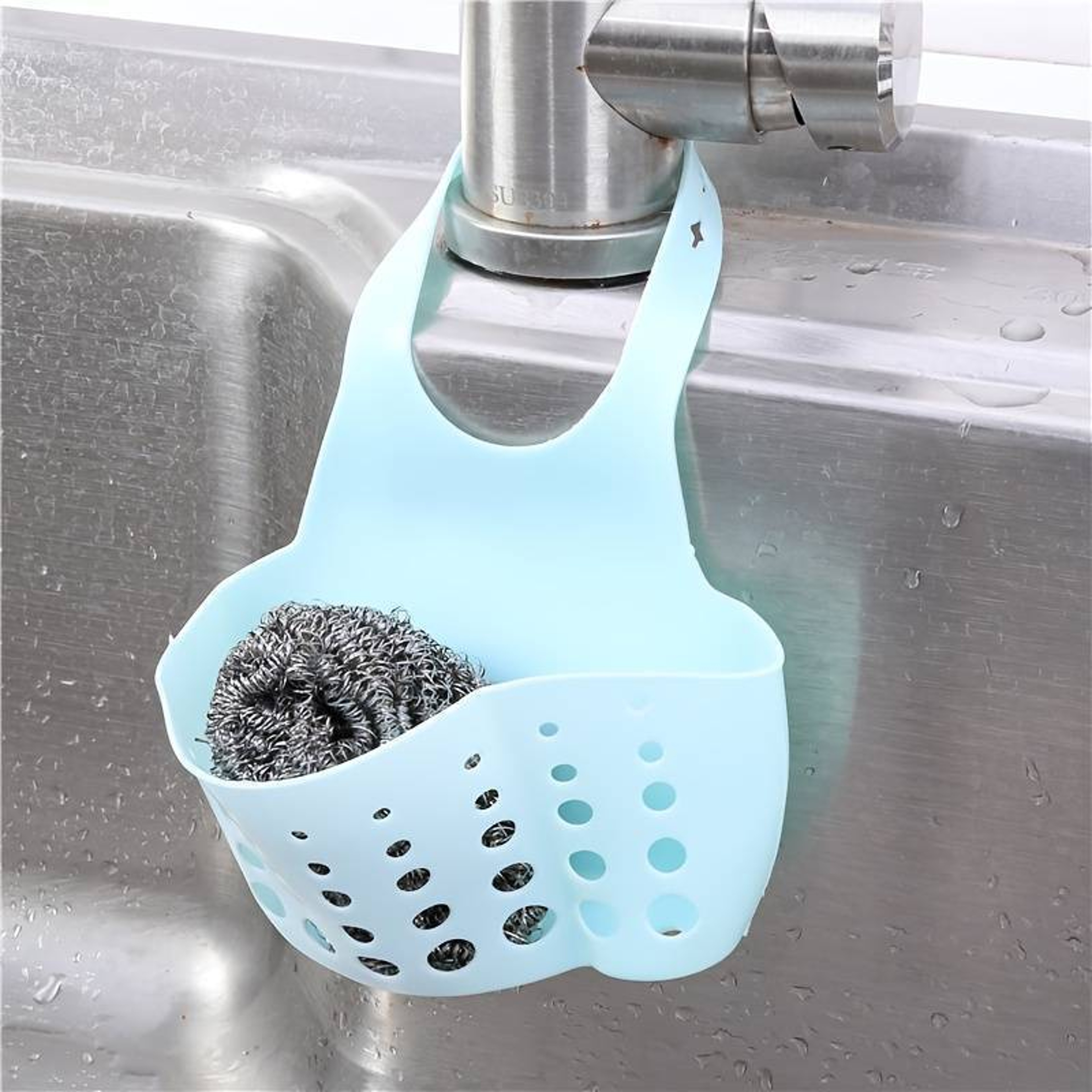 Adjustable Sink Drain Basket Sponge Holder Kitchen Storage Organizer – view 7