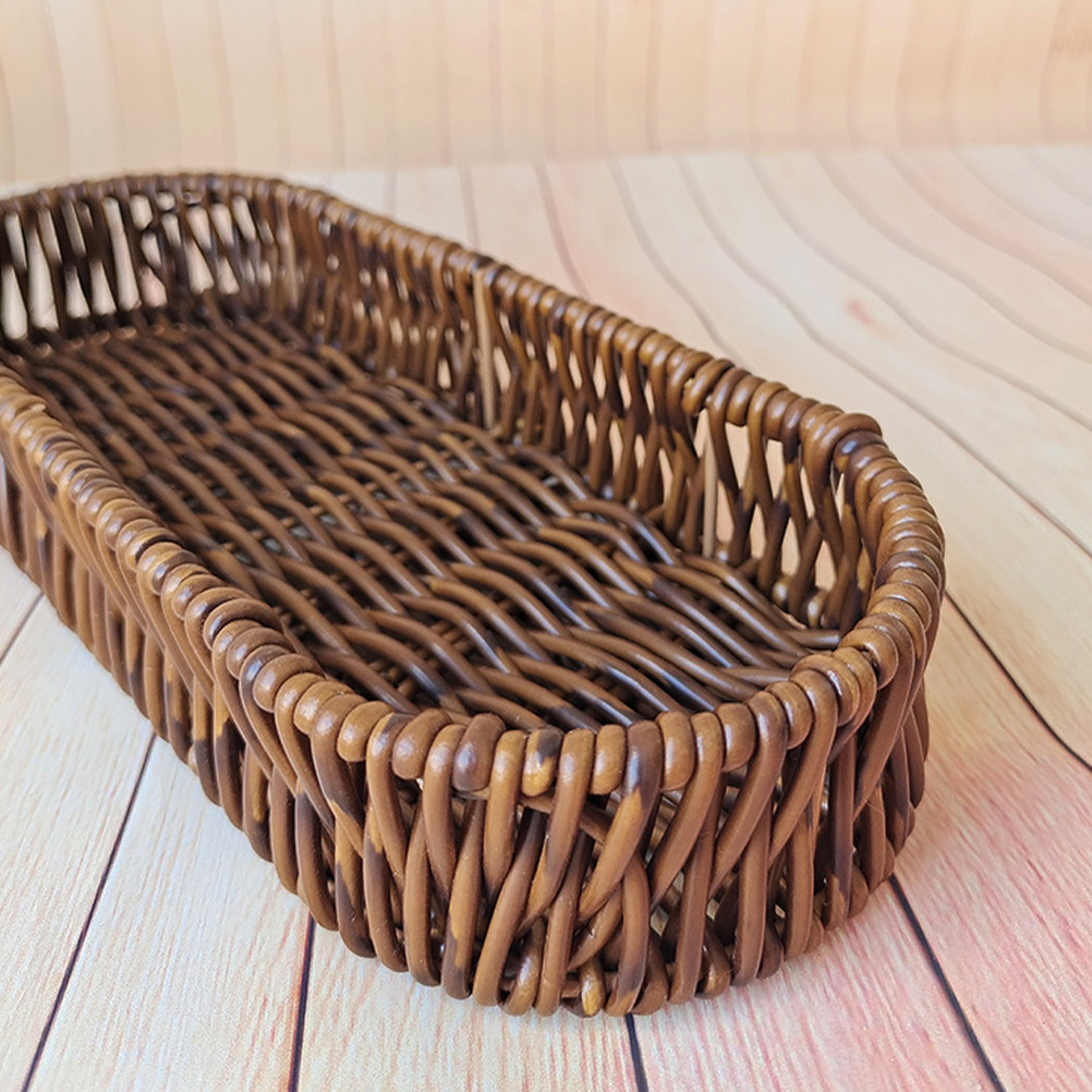 Spacious Oval Bread Basket Woven Style Storage Basket for Kitchen Serving and Picnic – view 4
