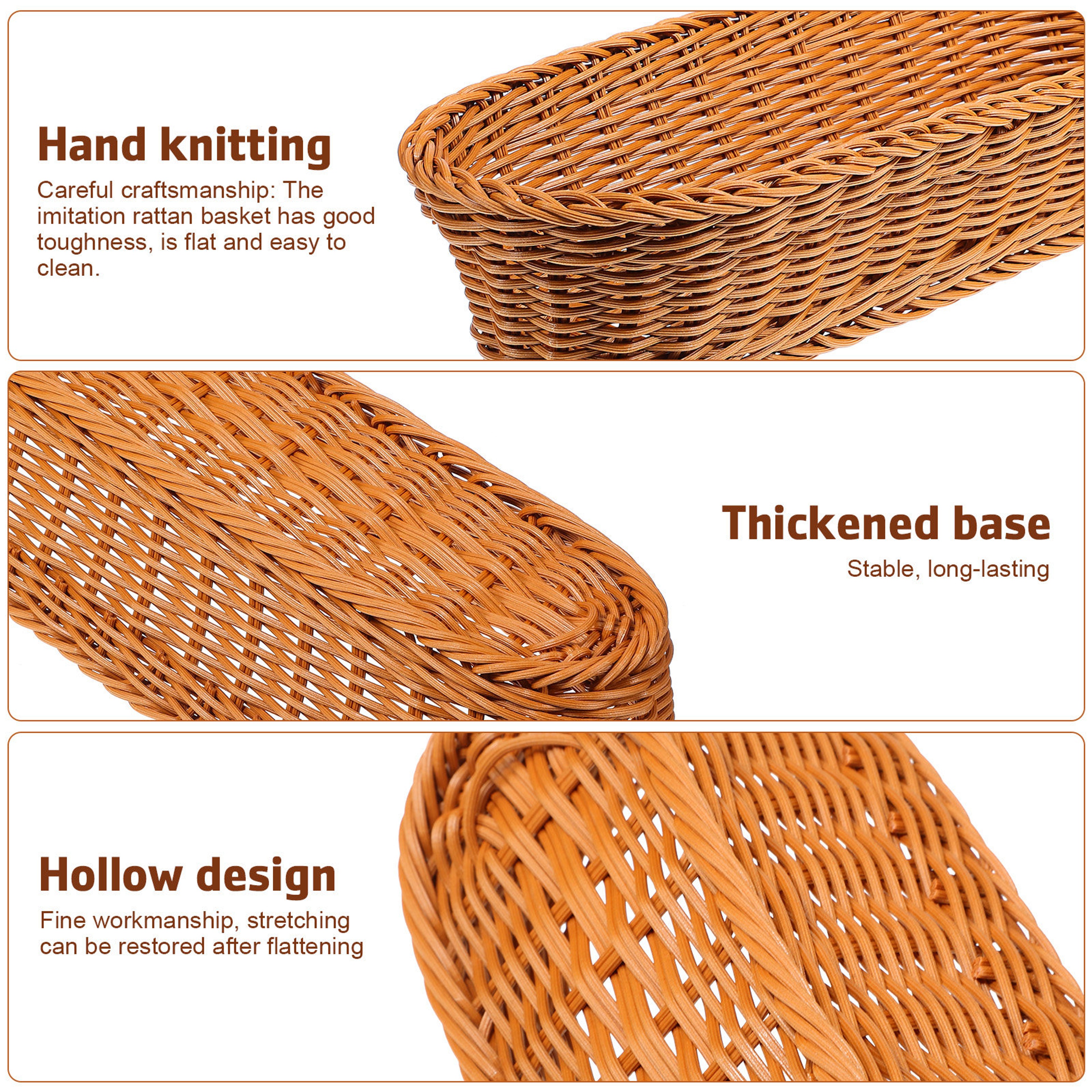 Natural Woven Bread Basket Large Kitchen Storage Basket Fruit Tray Organizer – view 4