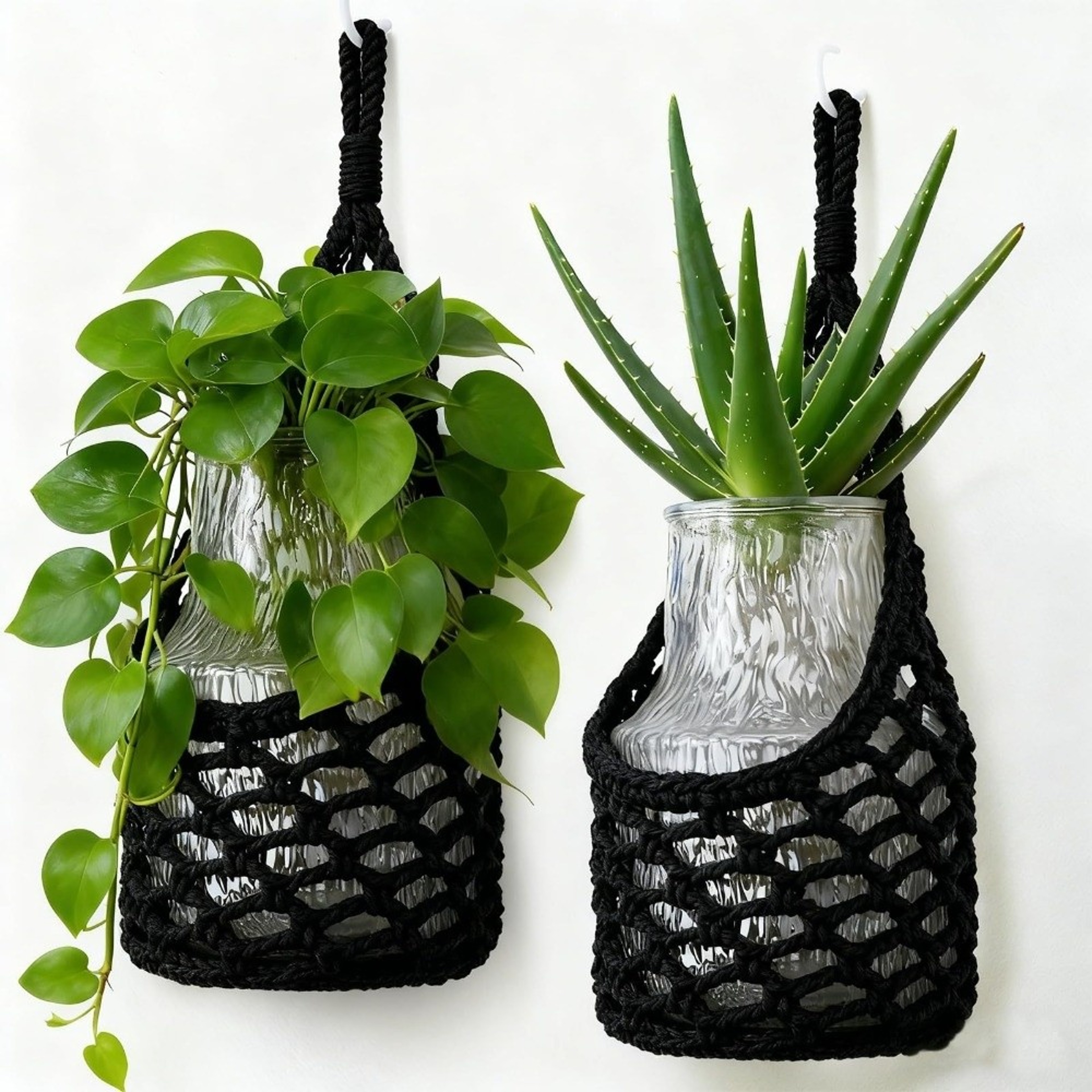 Boho Macrame Wall Plant Hanger Cotton Woven Hanging Basket – view 4