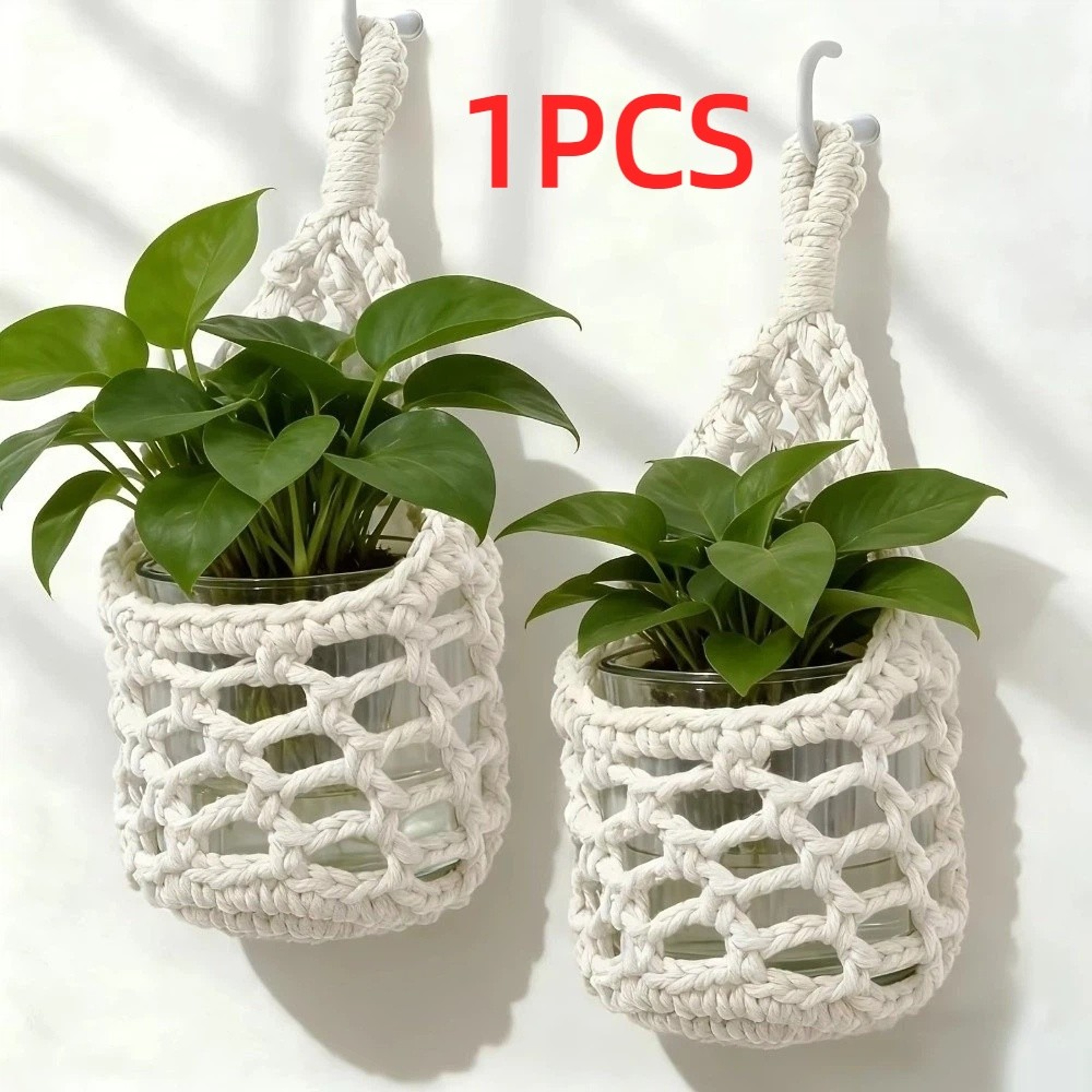 Boho Macrame Wall Plant Hanger Cotton Woven Hanging Basket – view 9