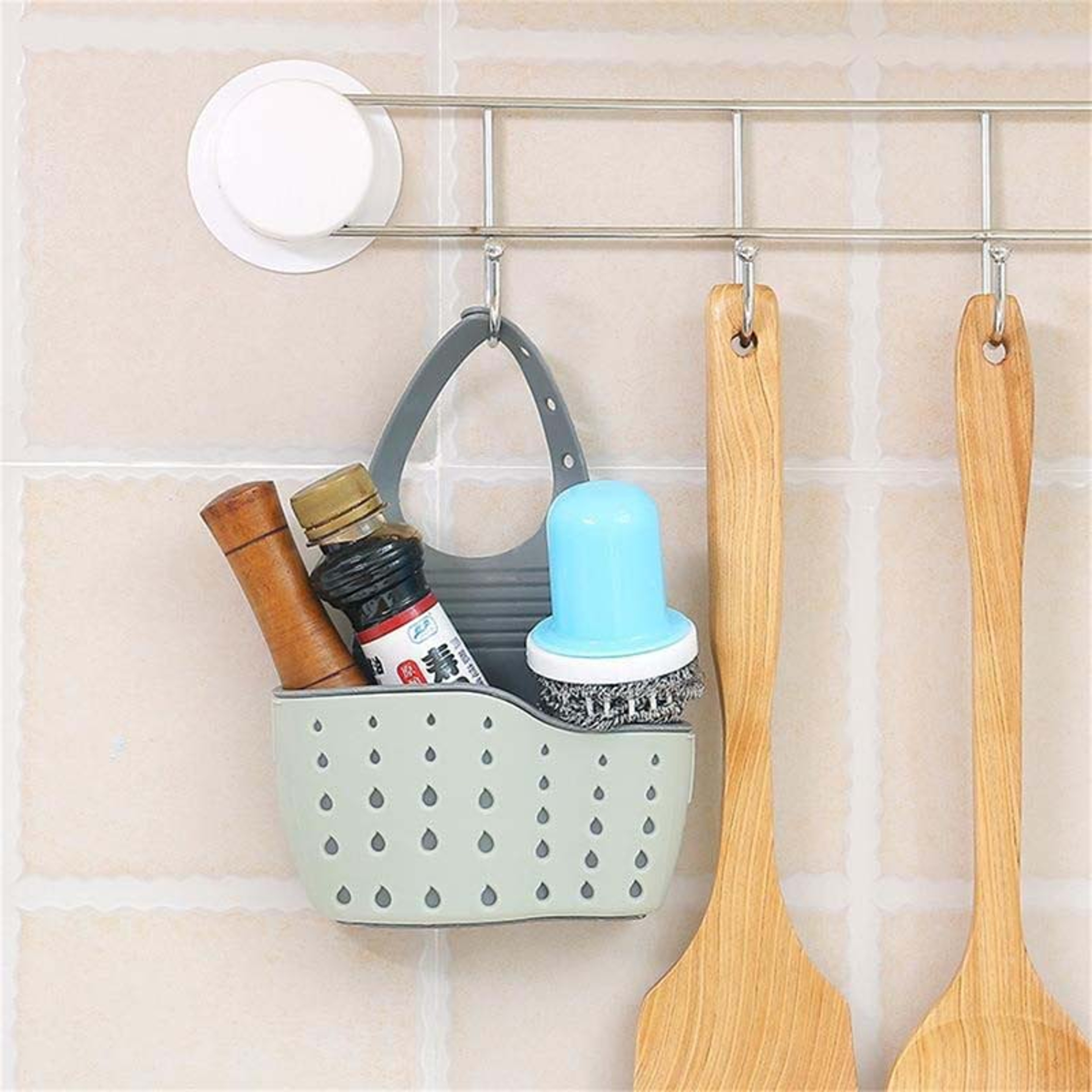 Adjustable Sink Hanging Basket with Drainage Design for Kitchen Sponge Holder – view 4