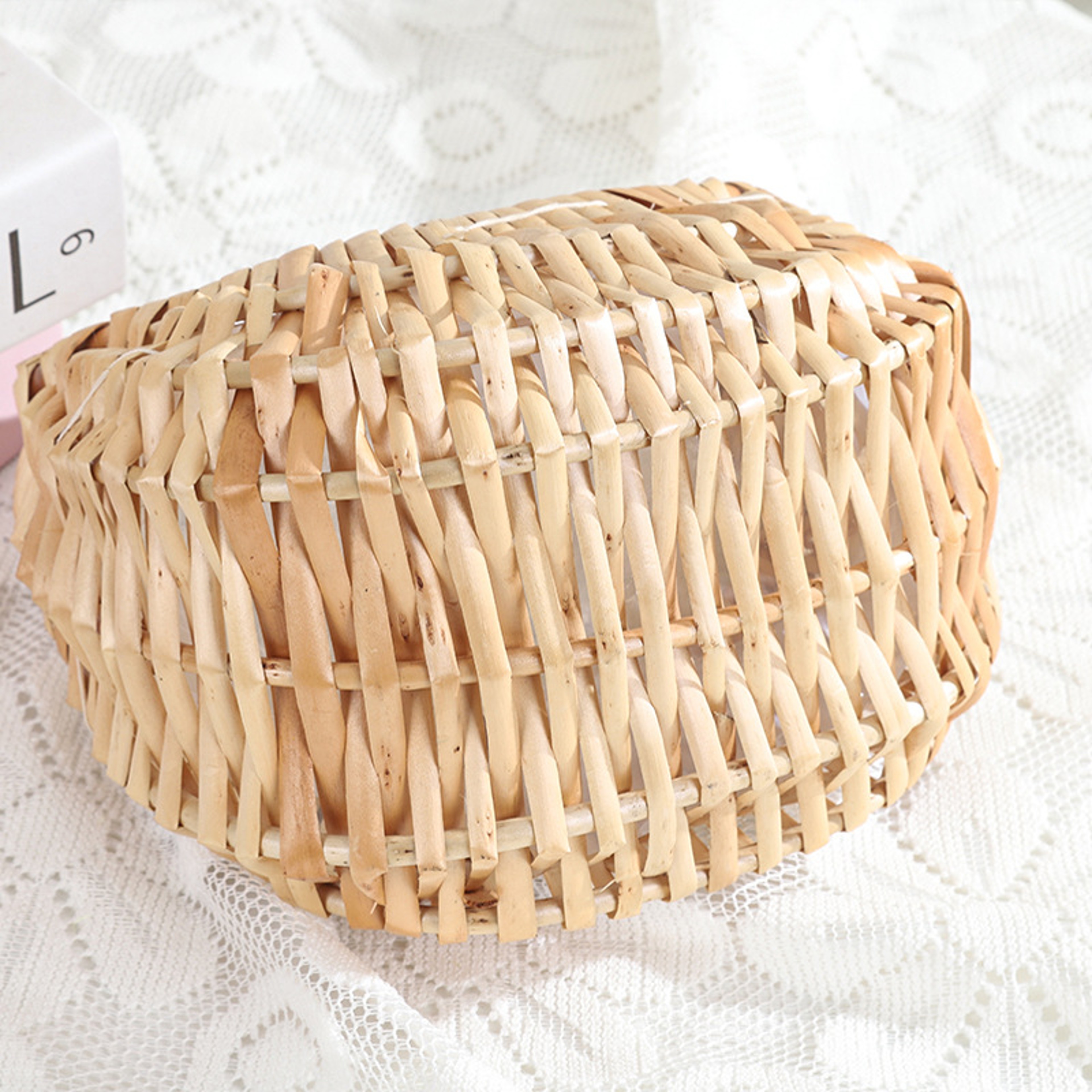 Willow Rattan Woven Basket With Handle Small Half Moon Storage Flower Picnic Basket 4