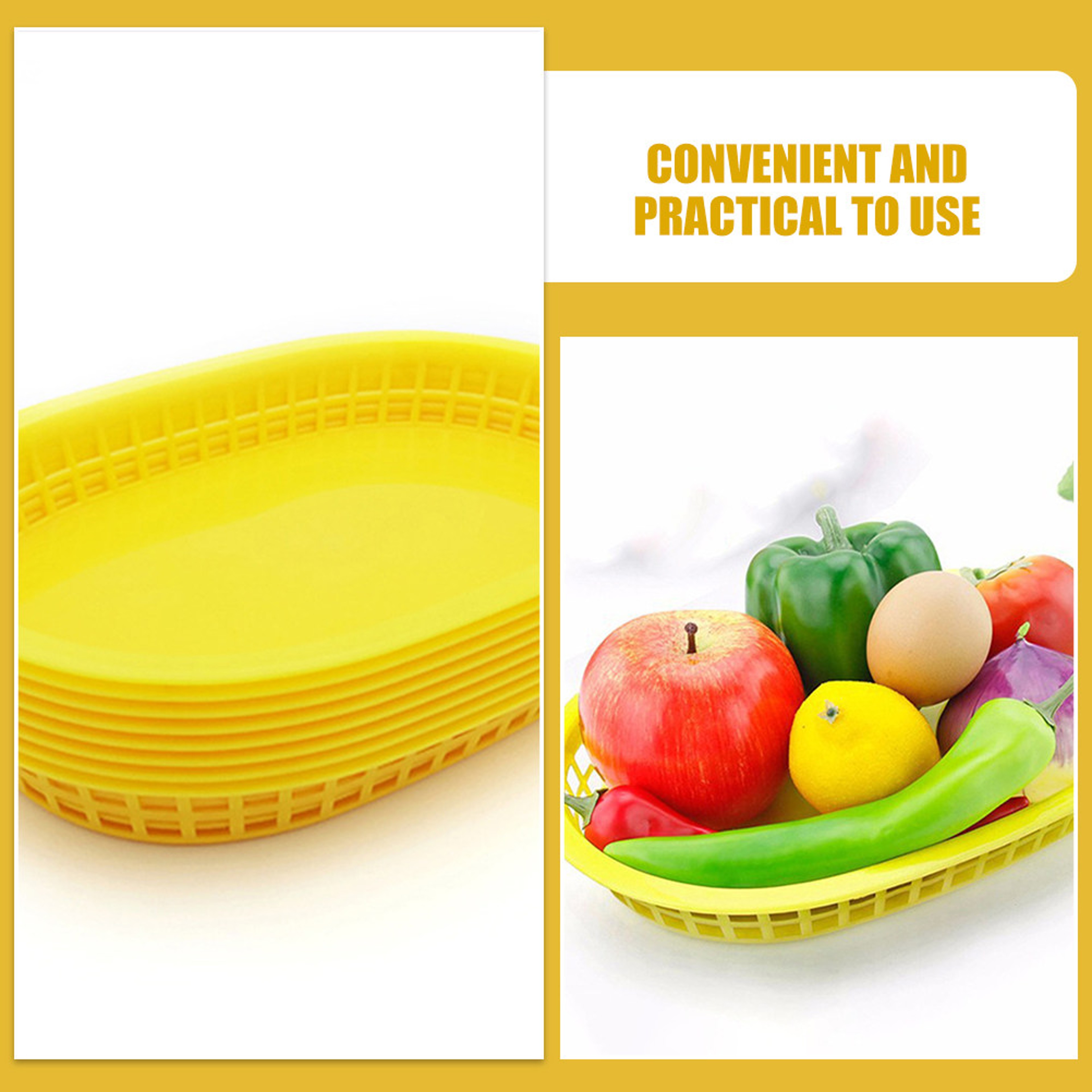 Reusable Plastic Oval Food Baskets for Snacks Fruit Storage and Serving – view 5