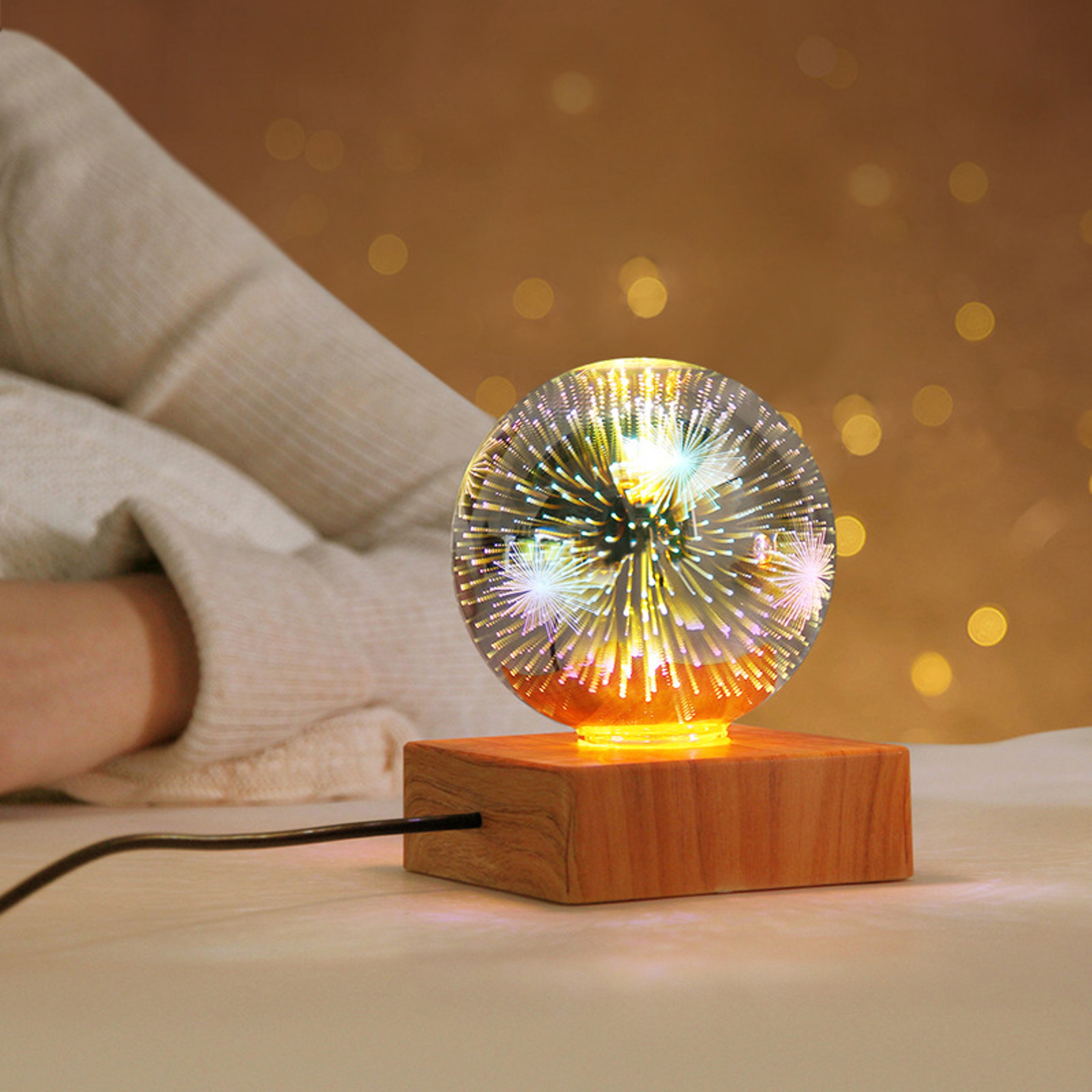 Firework Lamp LED Night Light Glass Ball Atmosphere Table Lamp 0