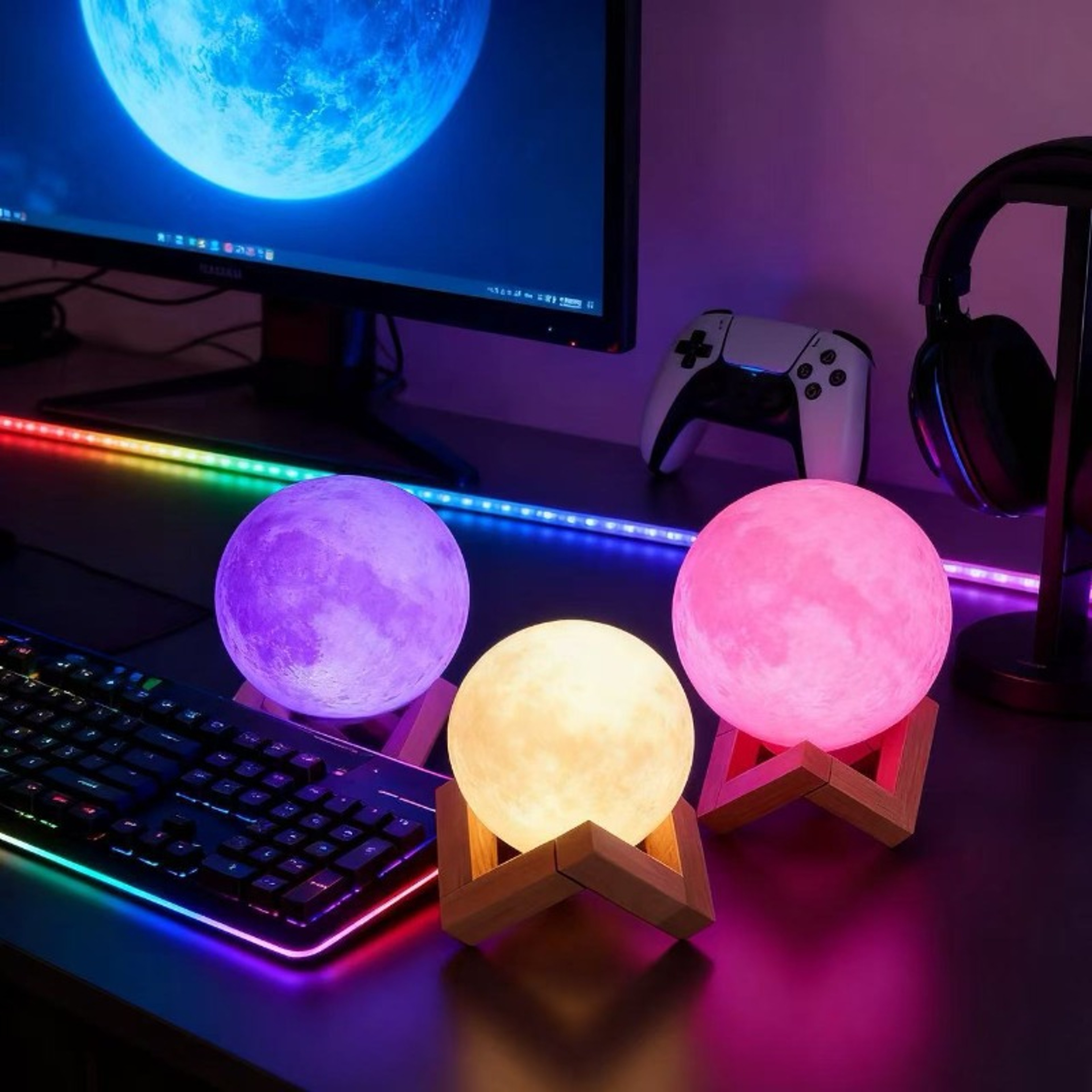 USB Powered Moon Light Starry Sky LED Night Light for Bedroom Kids Gift – view 1