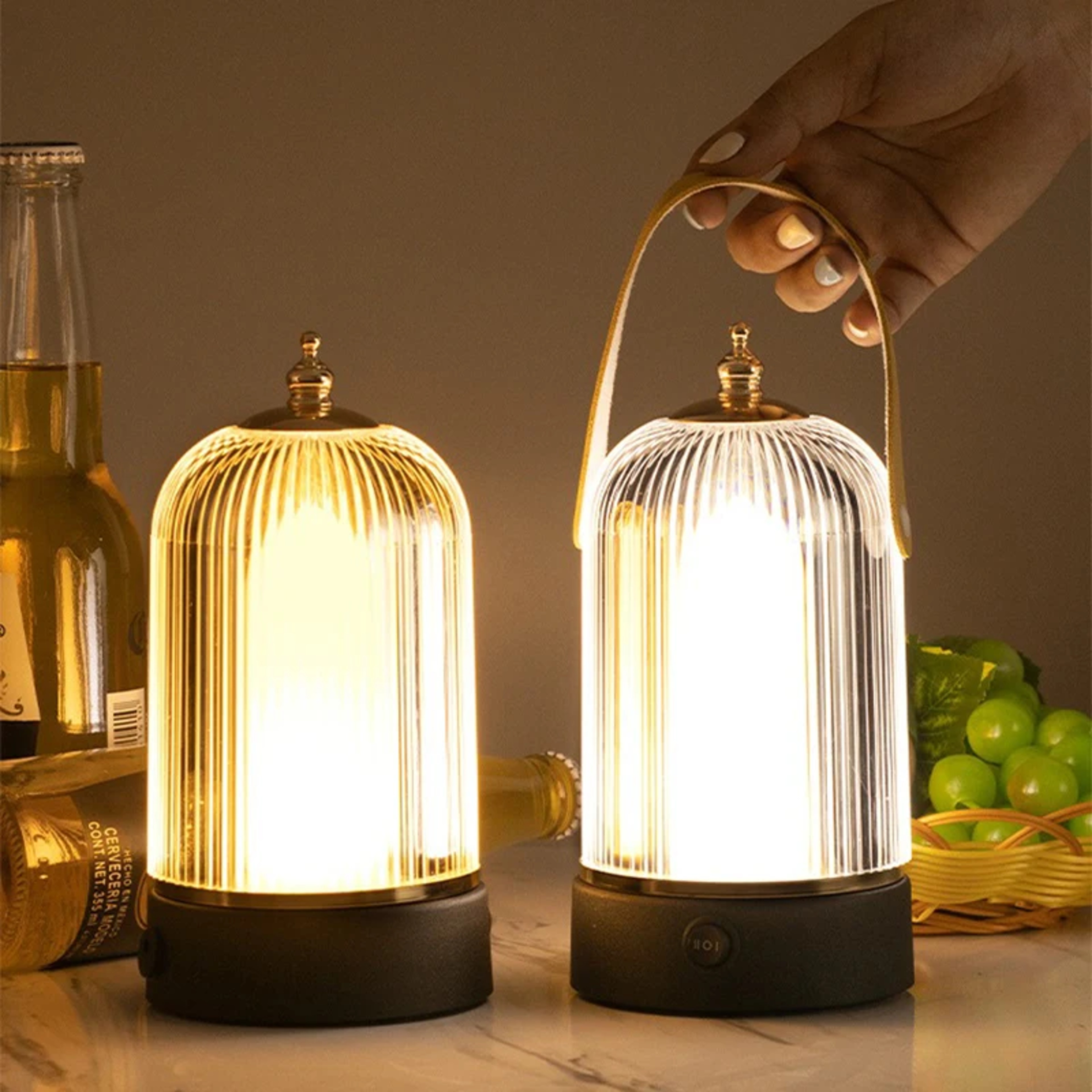 Retro LED Table Lamp Portable Birdcage Handle Touch Battery Type C Night Light – view 1