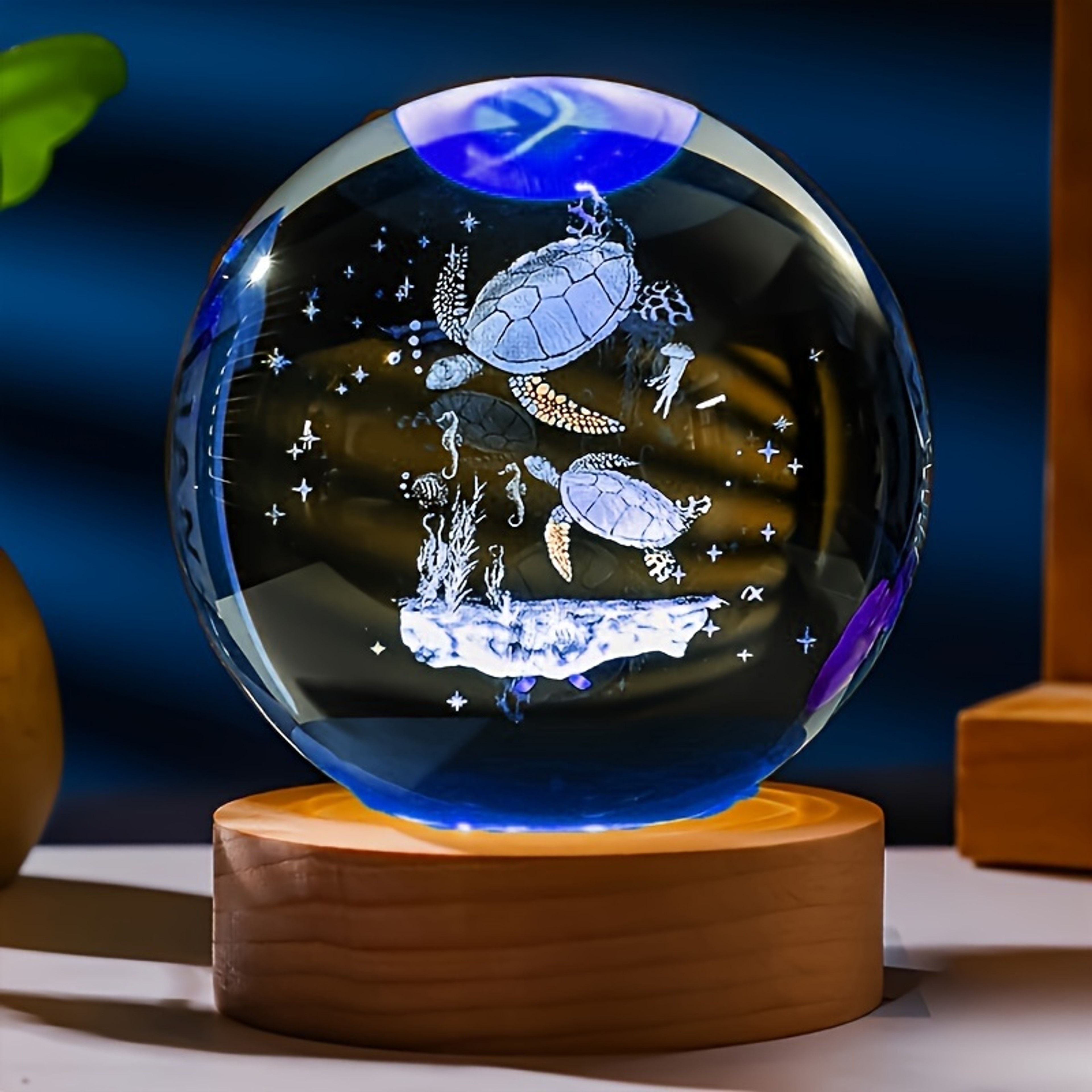 Sea Turtle Crystal Ball Night Light Decorative LED Ocean Gift Lamp – view 1