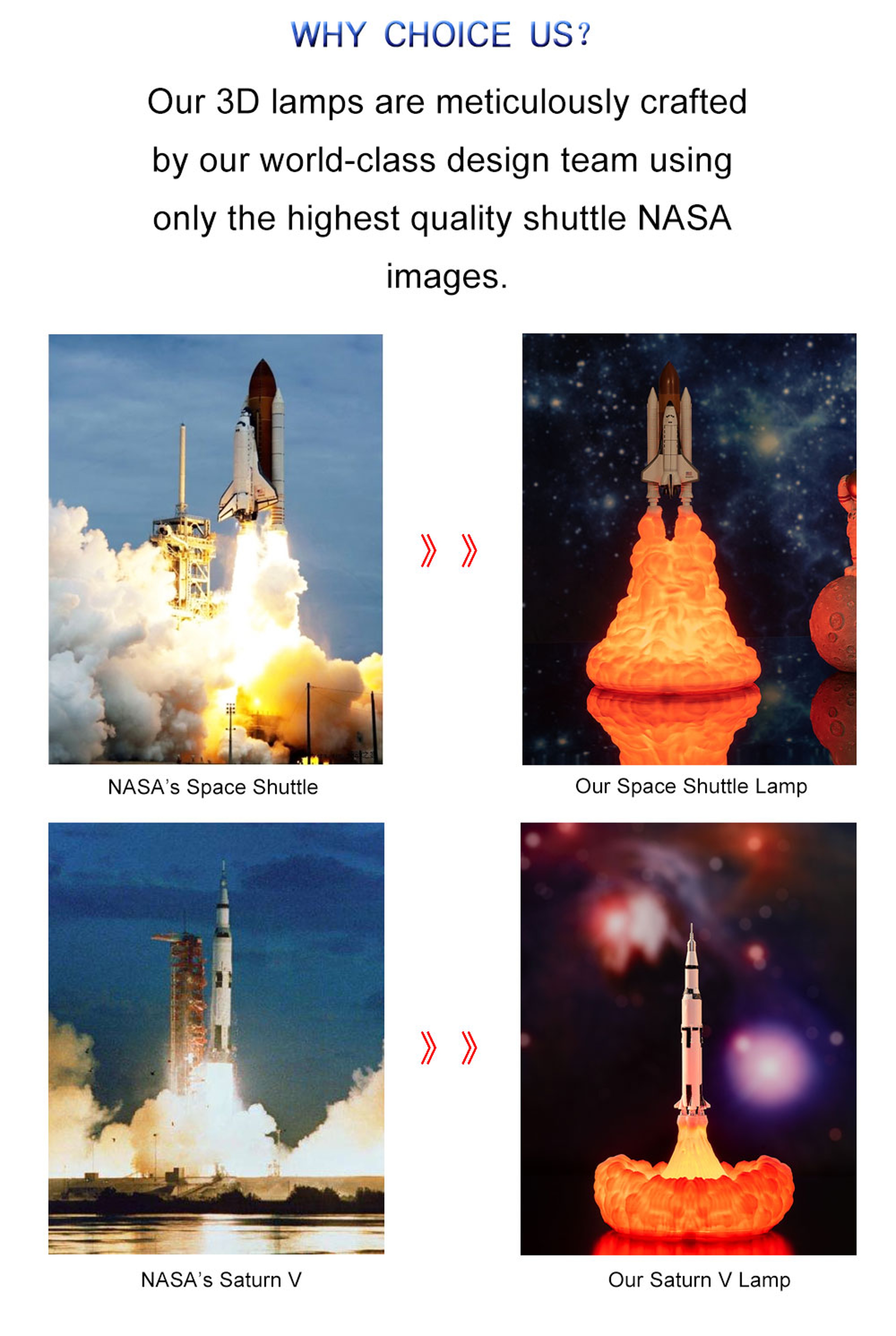 LED Night Light Space Shuttle Rocket Lamp USB Rechargeable Decor Gift 5