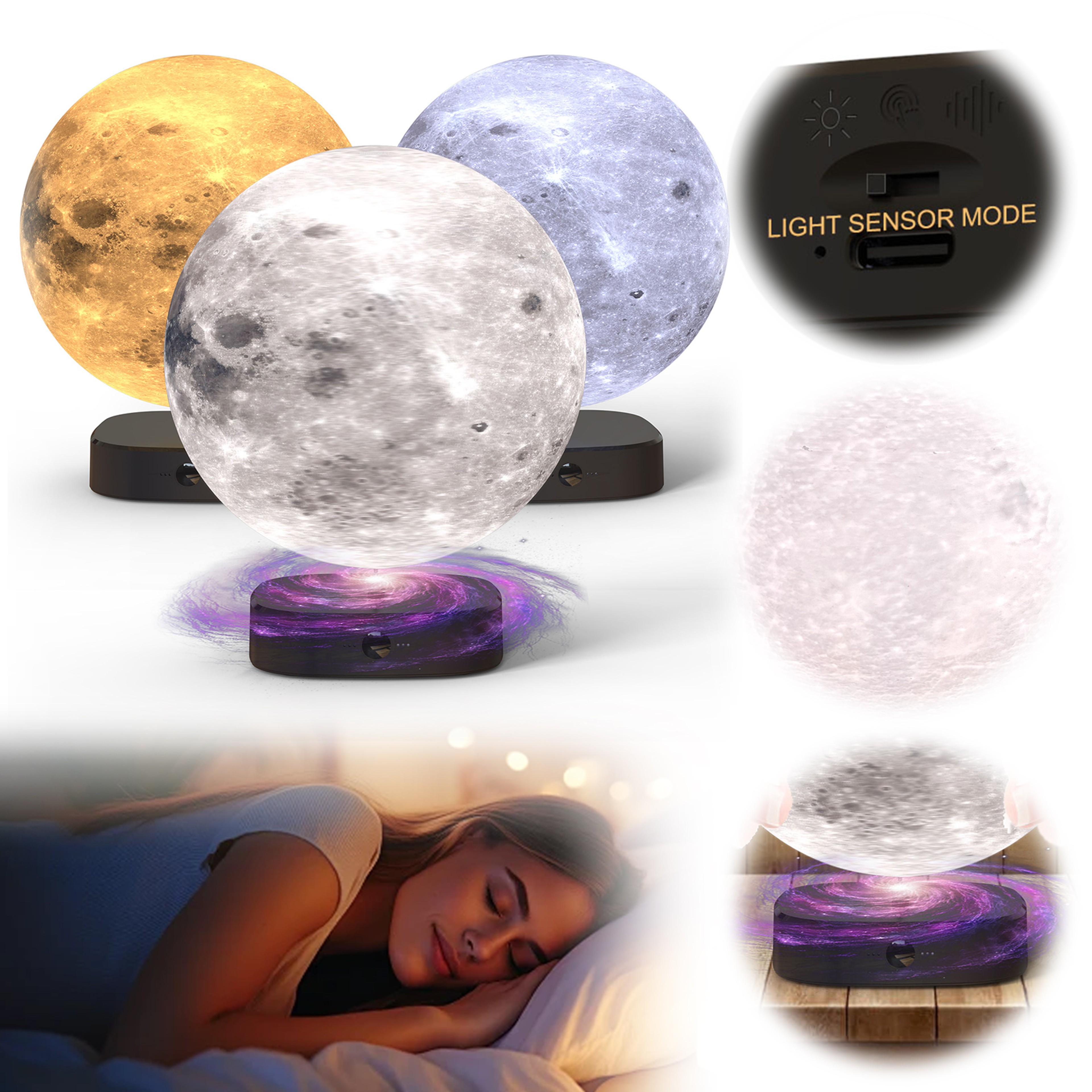Print Moon Lamp Night Light with Adjustable Brightness and Color Modes – view 1
