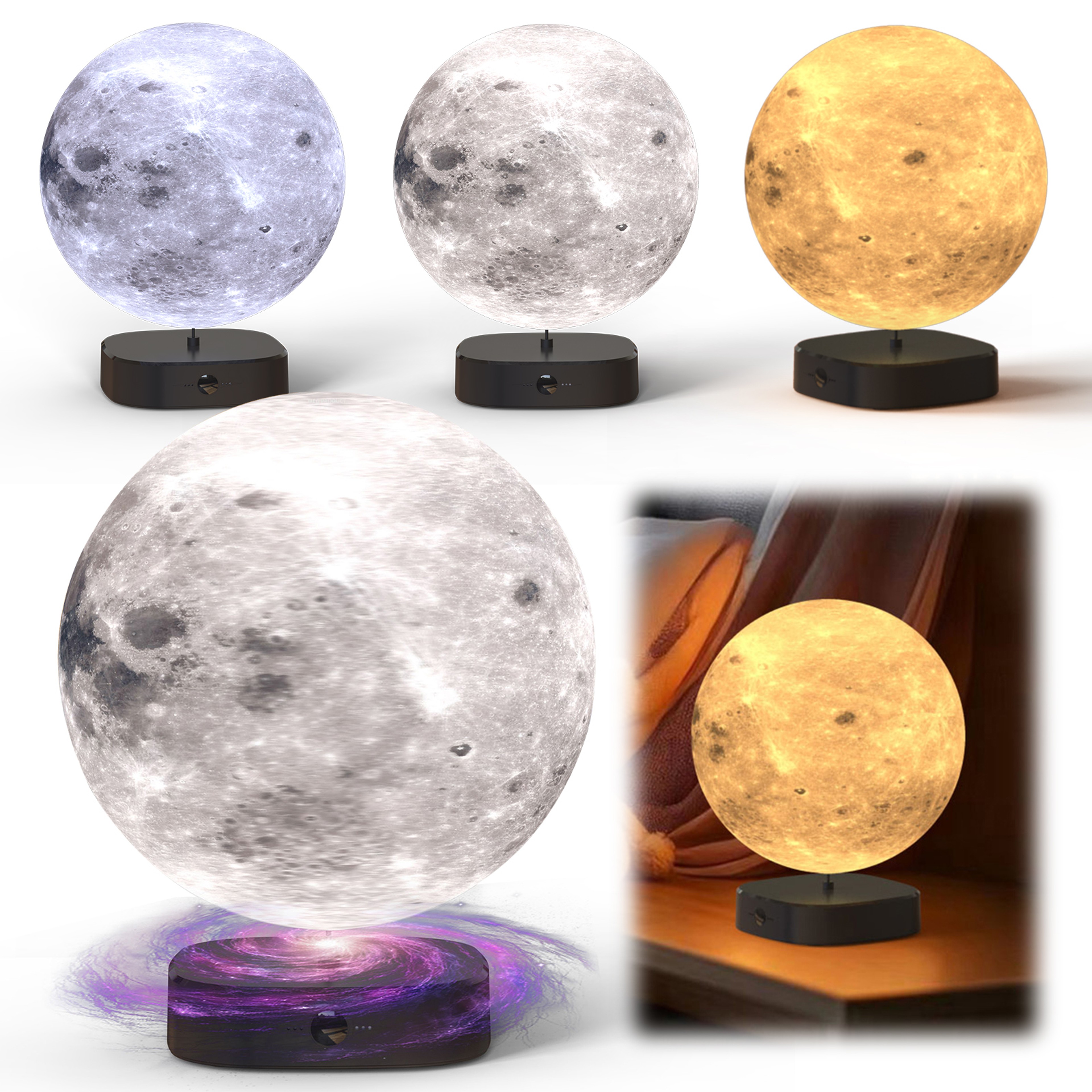 Print Moon Lamp Night Light with Adjustable Brightness and Color Modes – view 2