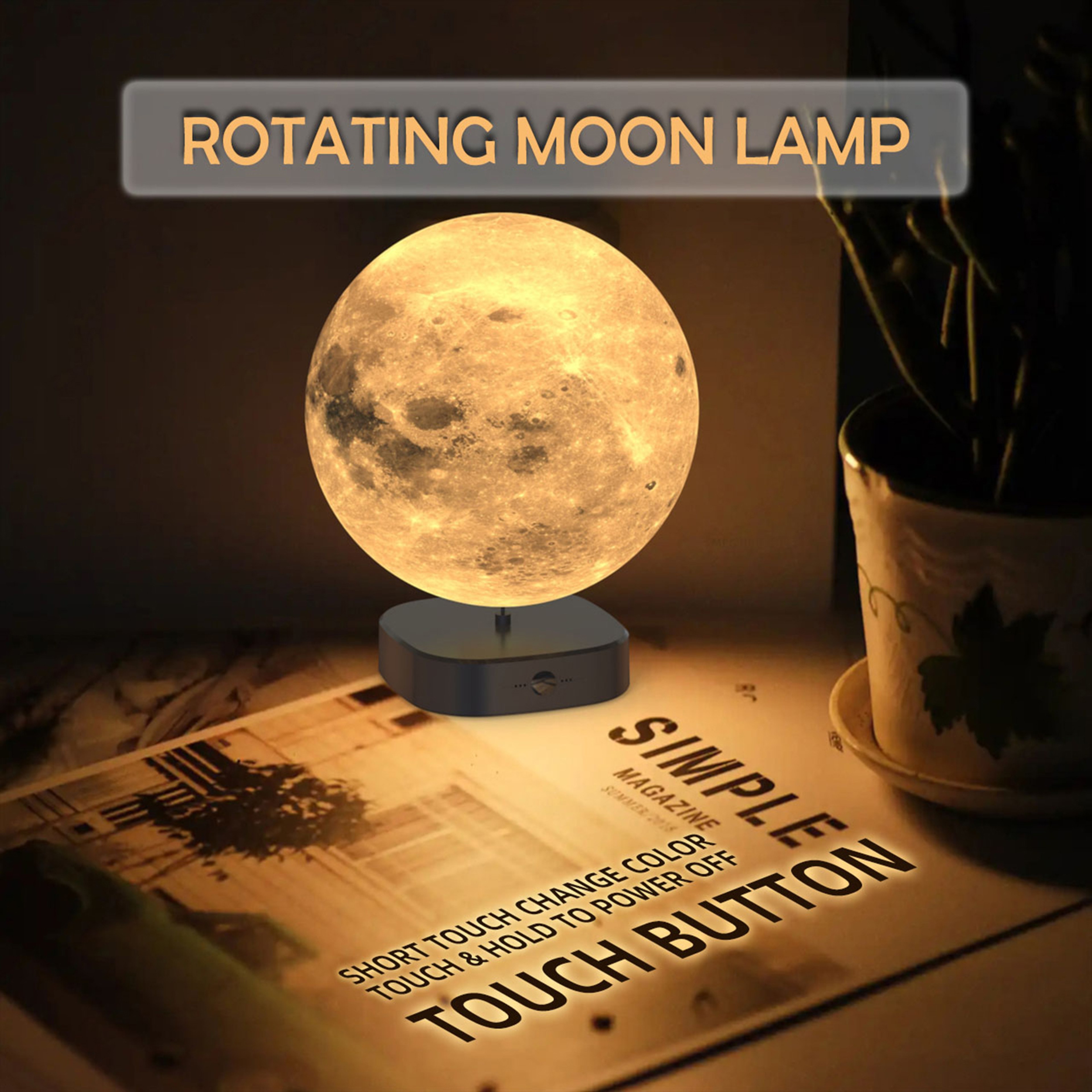 Print Moon Lamp Night Light with Adjustable Brightness and Color Modes – view 4