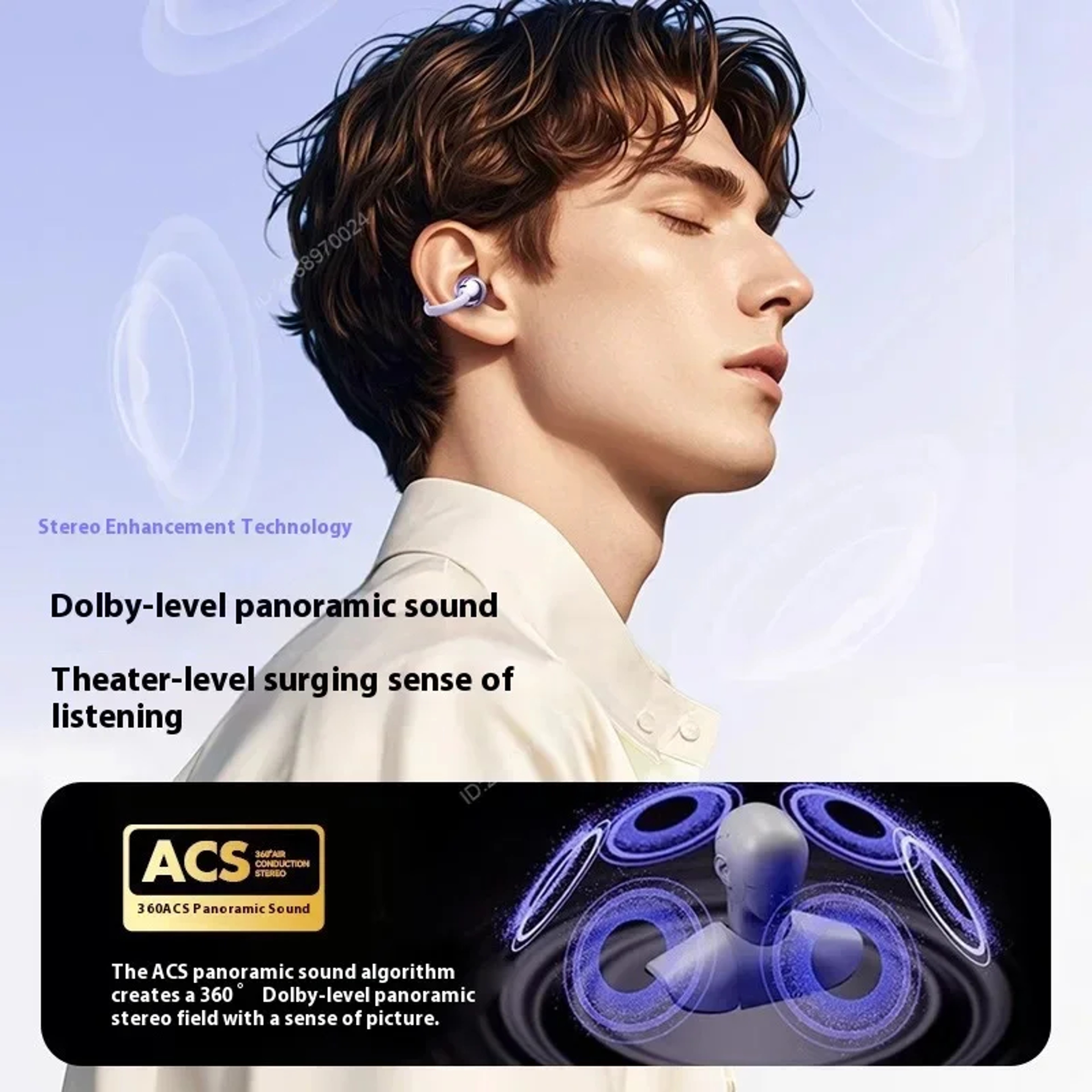 Wireless Bluetooth Clip On Earphones With LED Display And Sports Sound 2