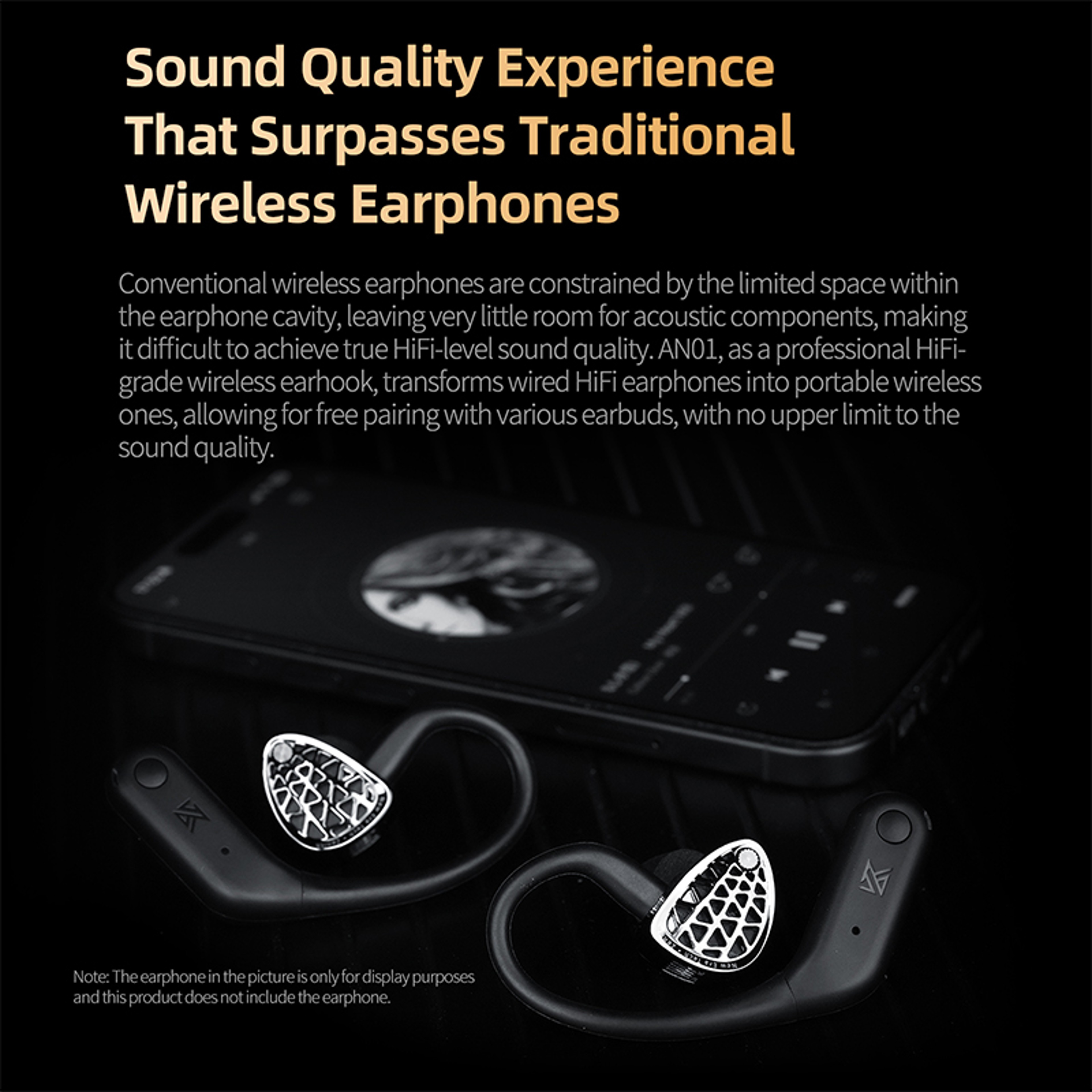 Wireless Bluetooth Ear Hook Cable with ANC Noise Cancellation and HD Audio – view 5