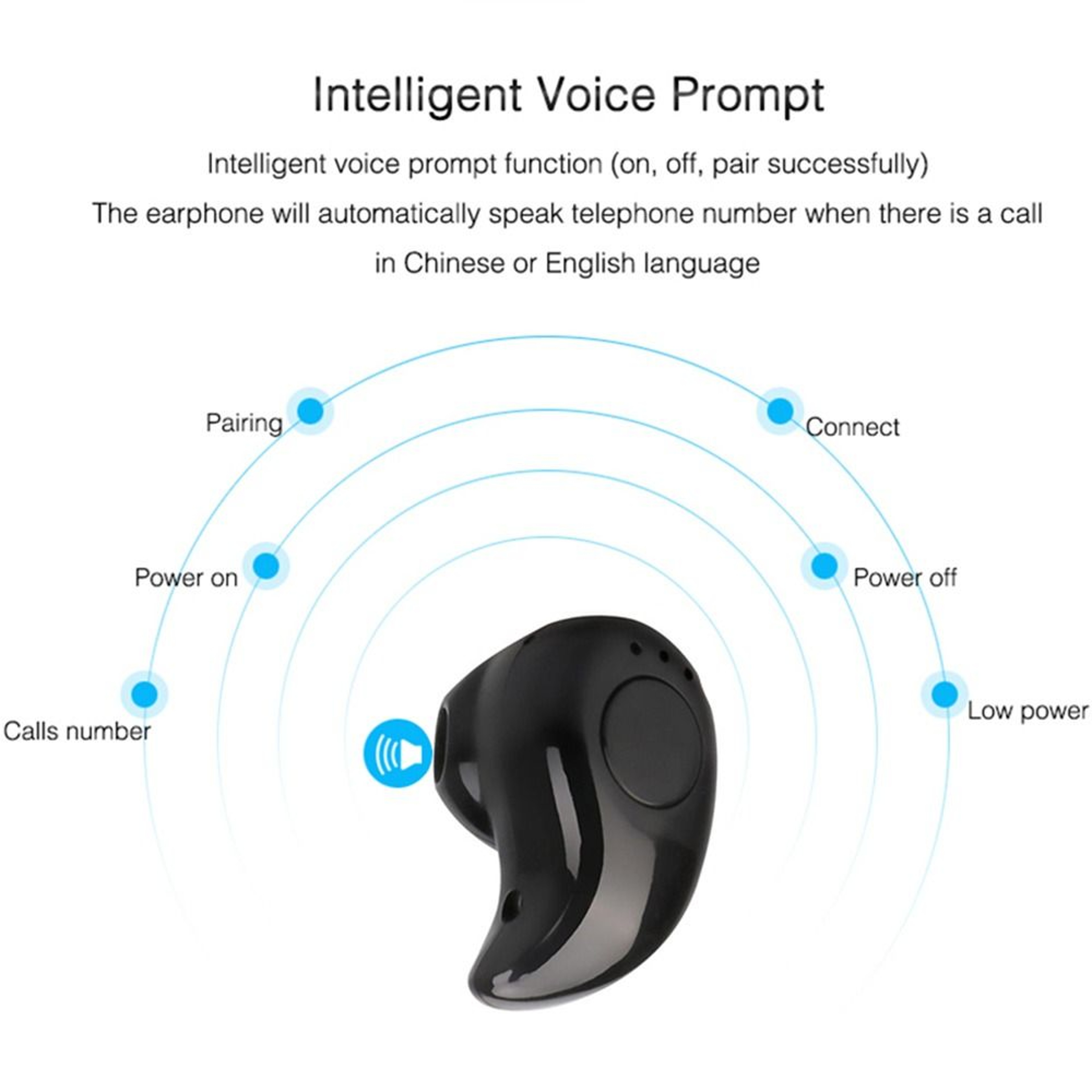 Mini Invisible Wireless Earbud with Bluetooth Microphone for iPhone Android – view 2