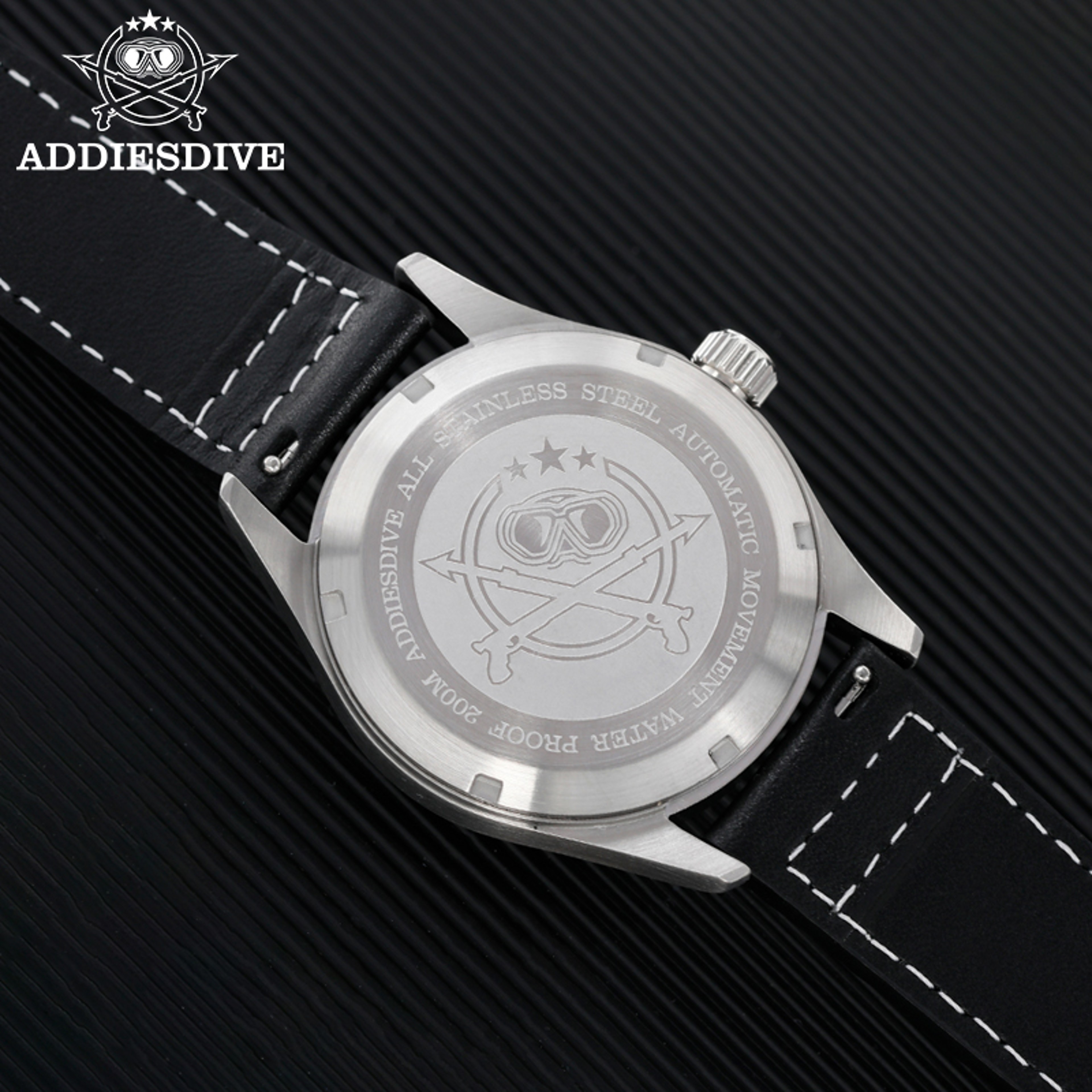 Automatic Mechanical Diving Watch Waterproof Mens Leather Retro Watch 4