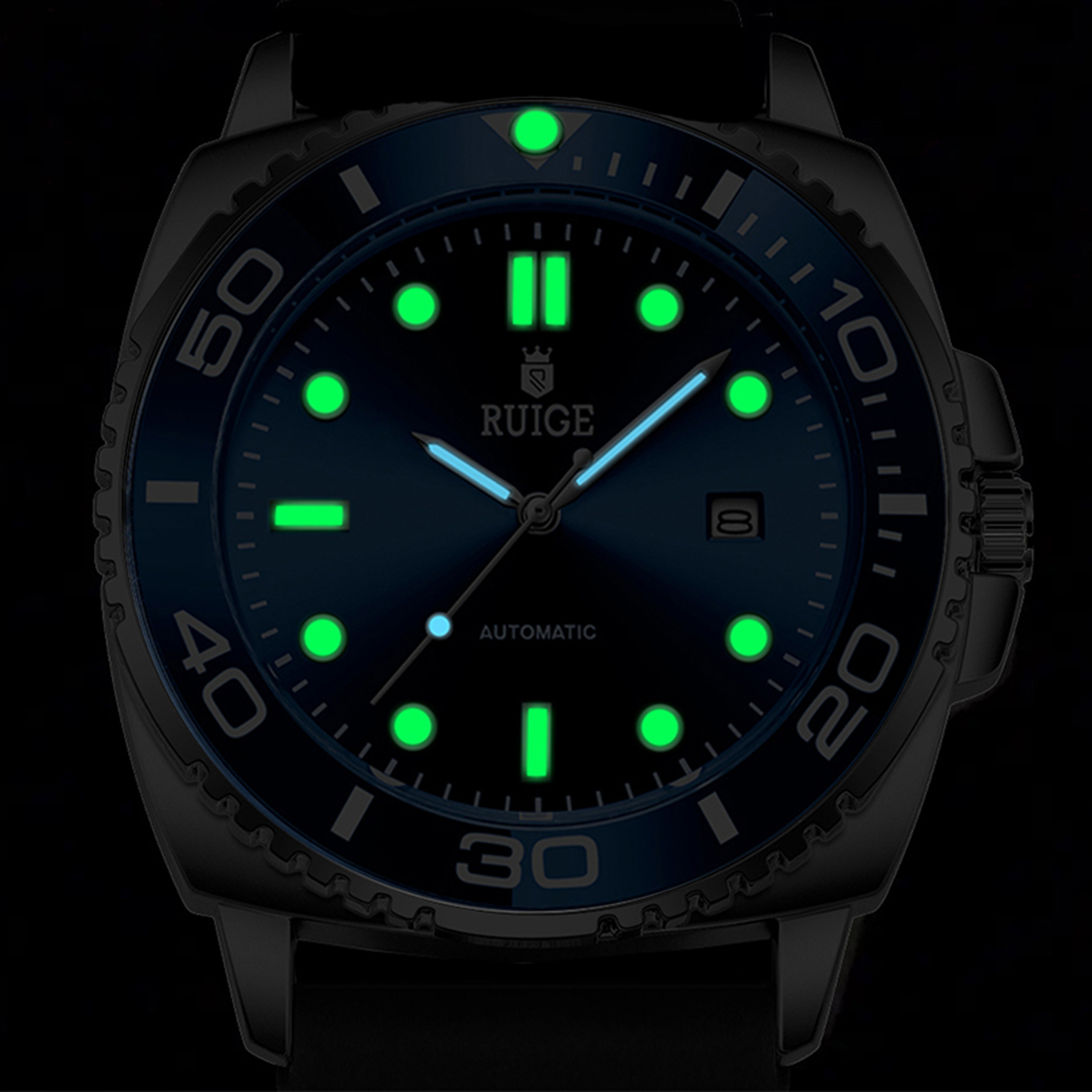 Mens Automatic Mechanical Watch With Calendar Waterproof Night Light Fashion Design 3