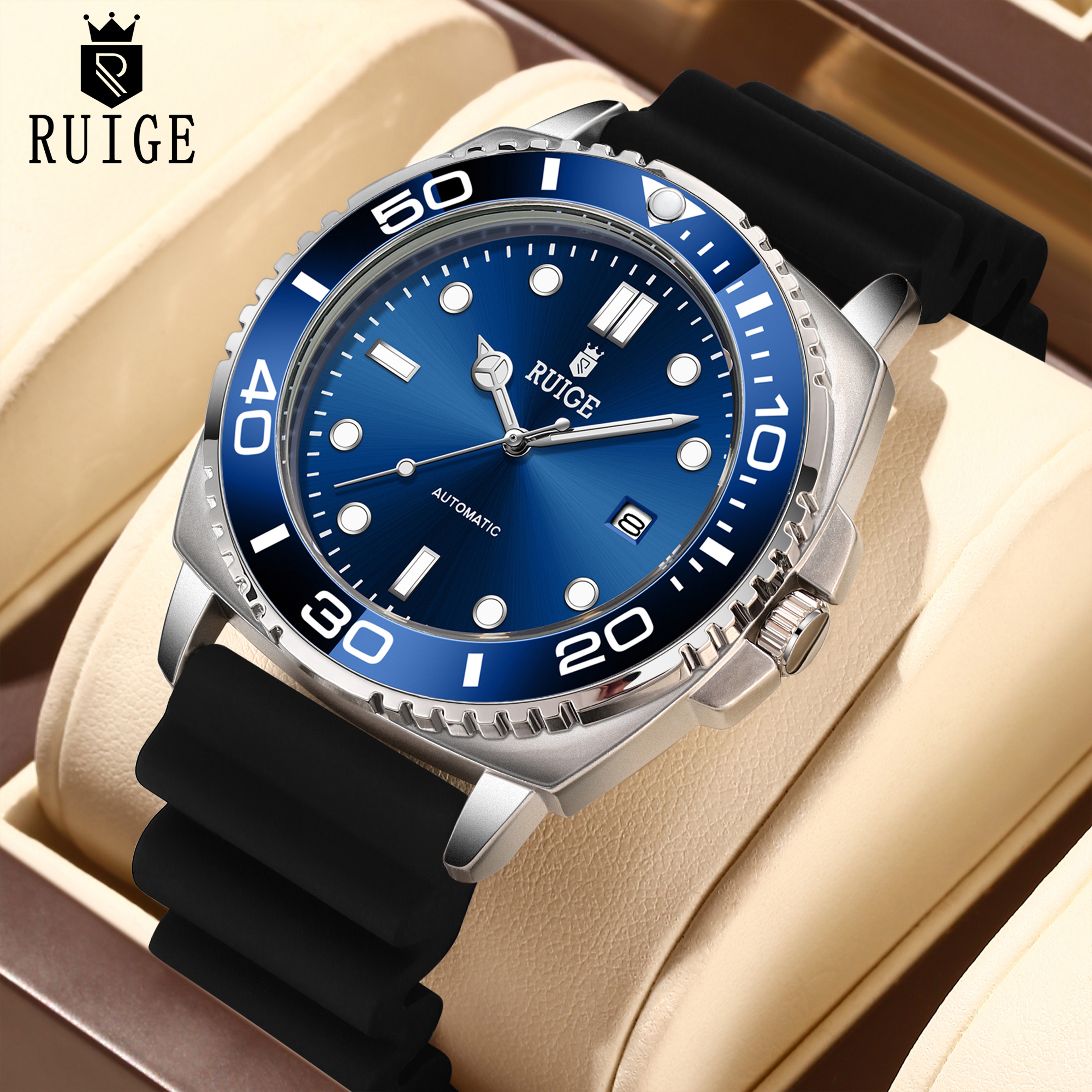 Mens Automatic Mechanical Watch With Calendar Waterproof Night Light Fashion Design 6