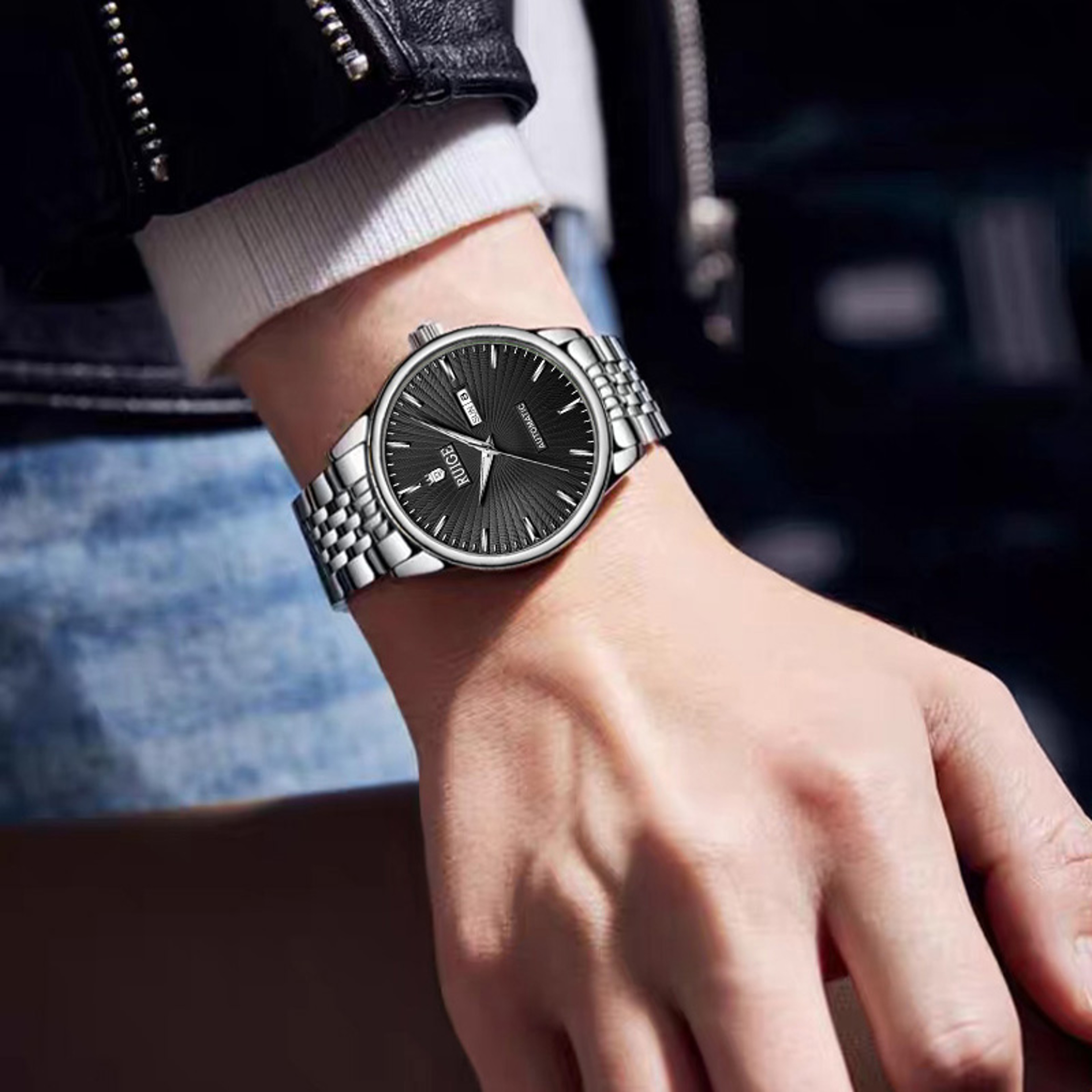 Automatic Mechanical Watch For Men With Dual Calendar Stainless Steel Design 4