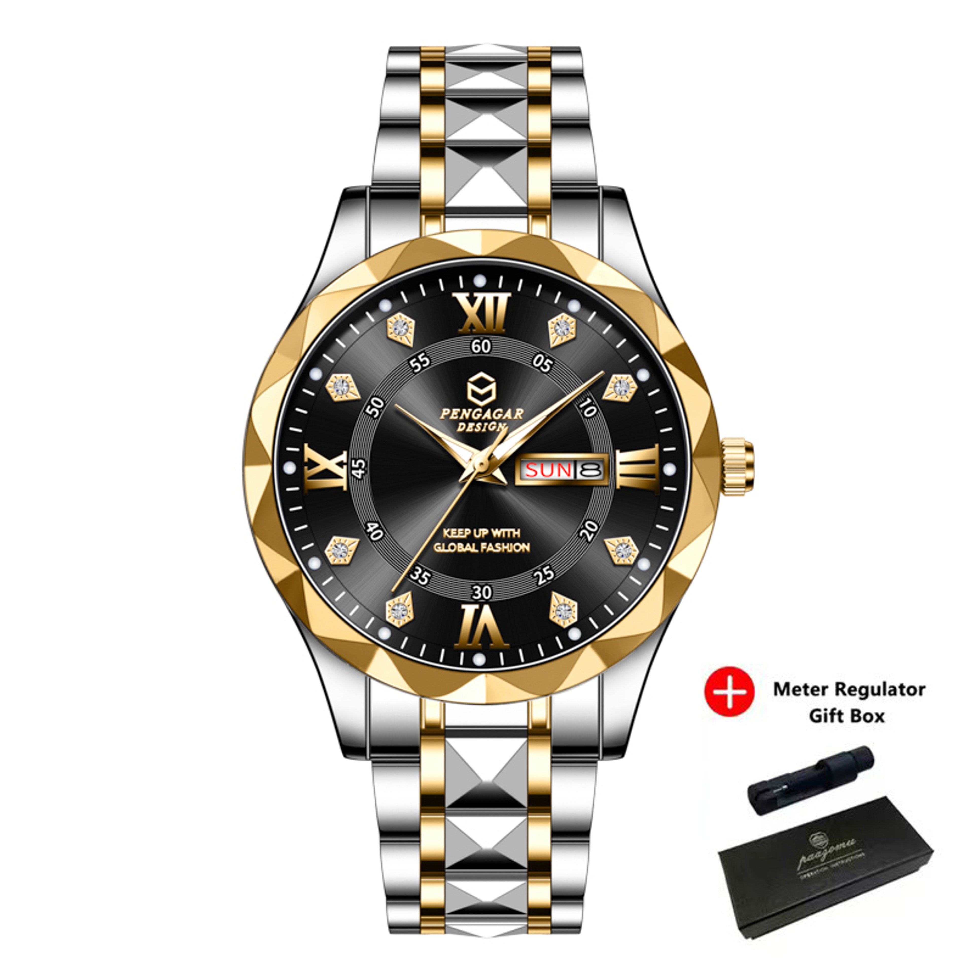 Business Men Stainless Steel Quartz Watch With Date Week Display Luminous Waterproof Design 0