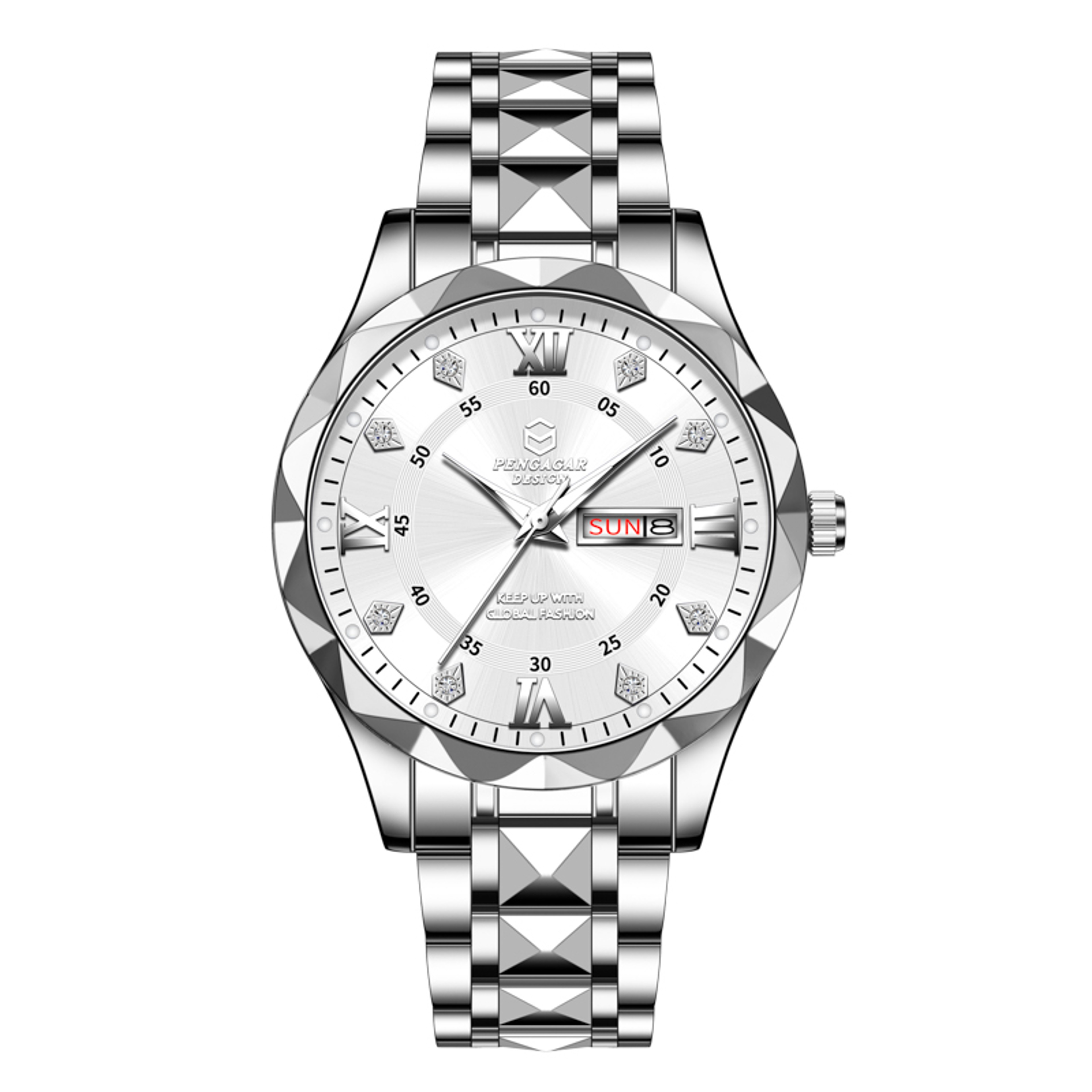 Business Men Stainless Steel Quartz Watch With Date Week Display Luminous Waterproof Design 5