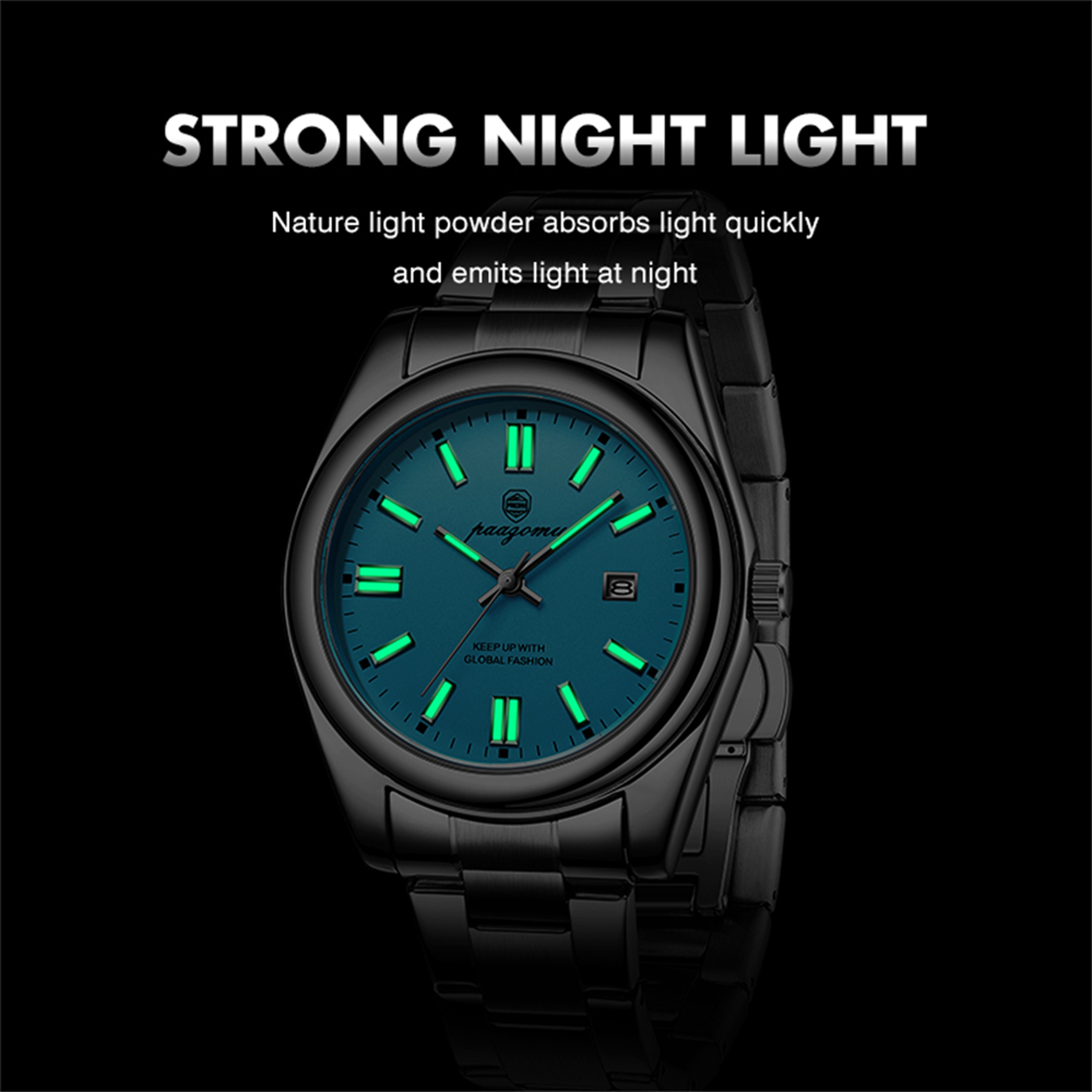 Luxury Stainless Steel Men Watch With Luminous Dial Waterproof Quartz Date Display 1