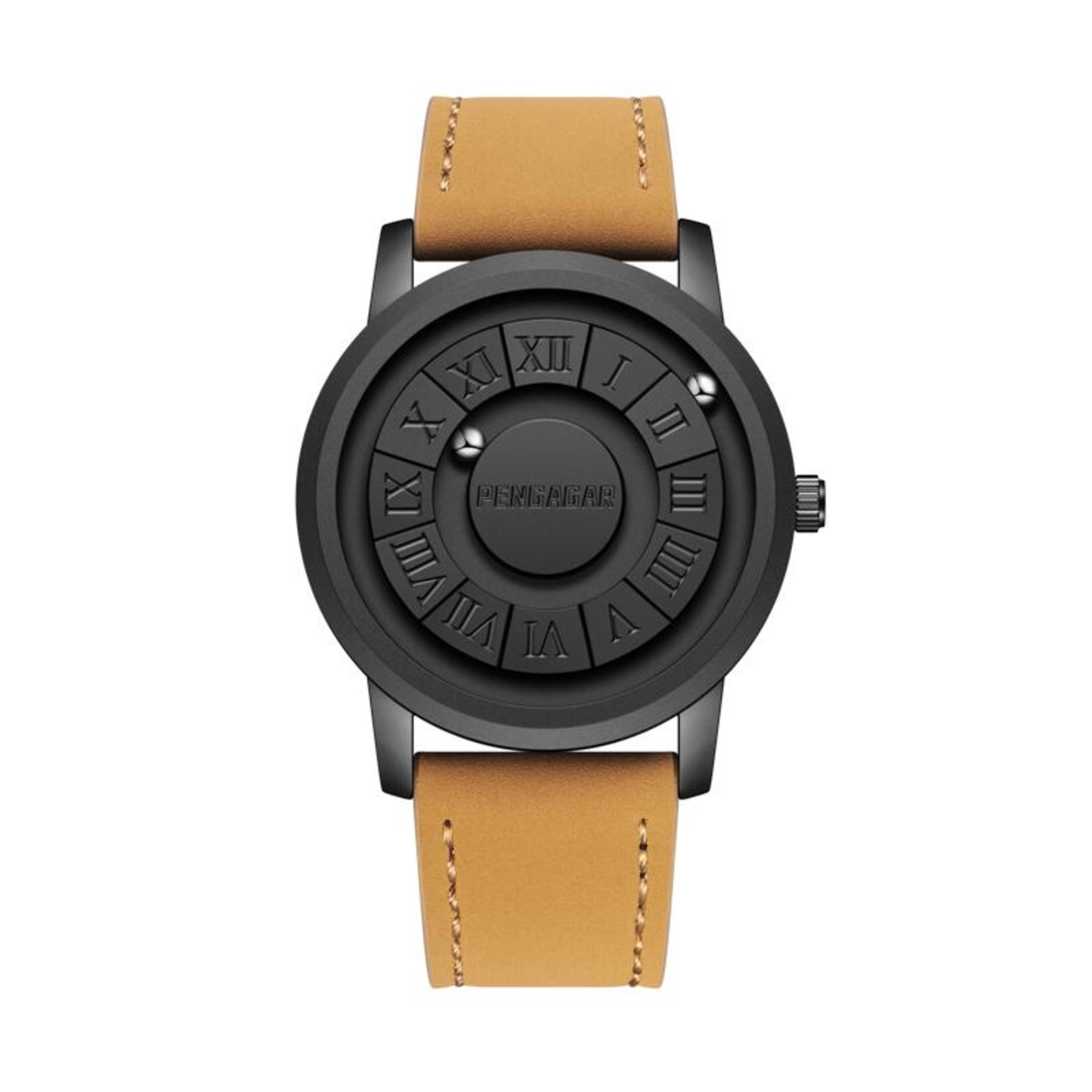 Creative Magnetic Force Stainless Steel Quartz Watch For Men With Unique Scrolling Pointer Design 5