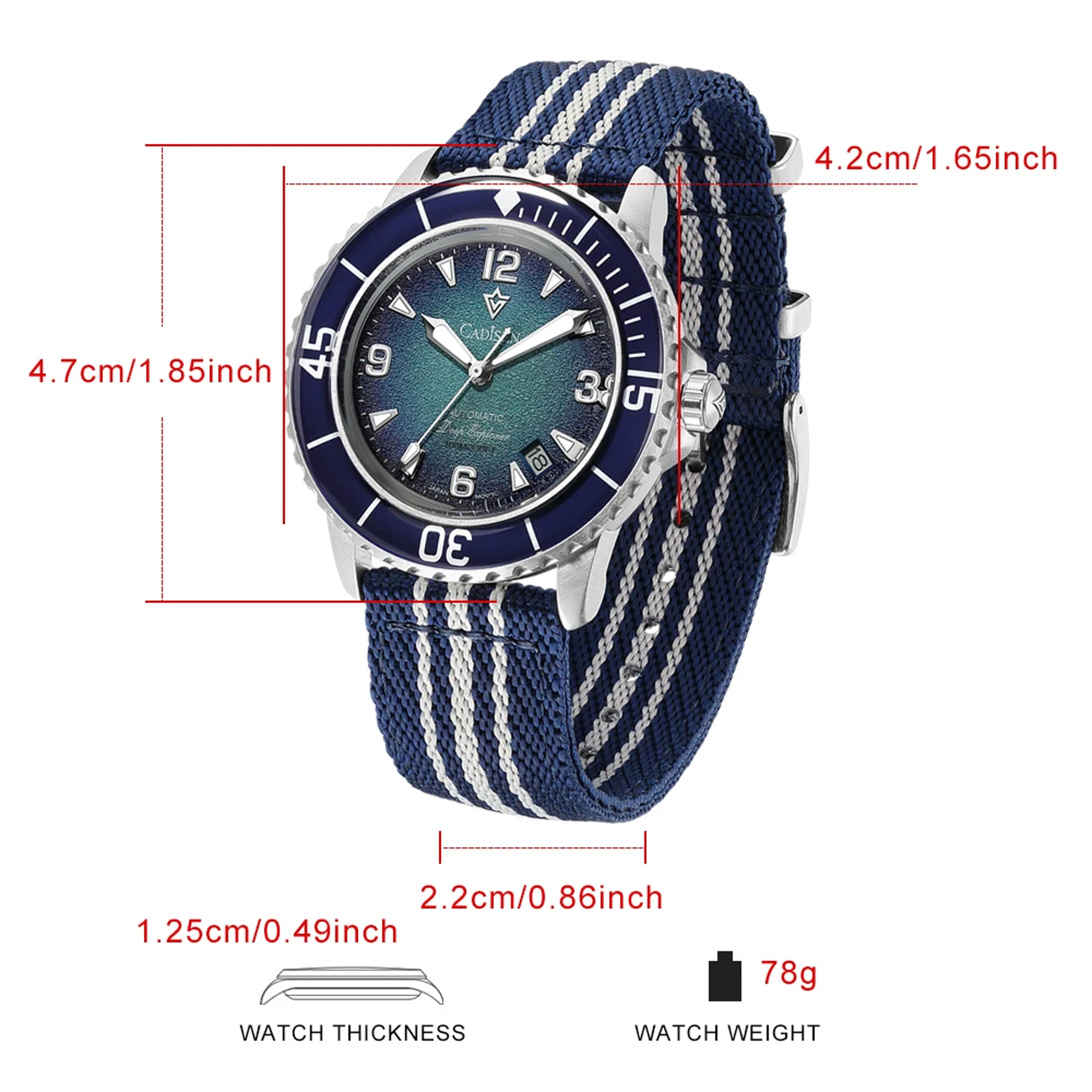 Deep Explorer Automatic Mechanical Watch With Luminous Dial Canvas Strap Waterproof Mens Wristwatch 4