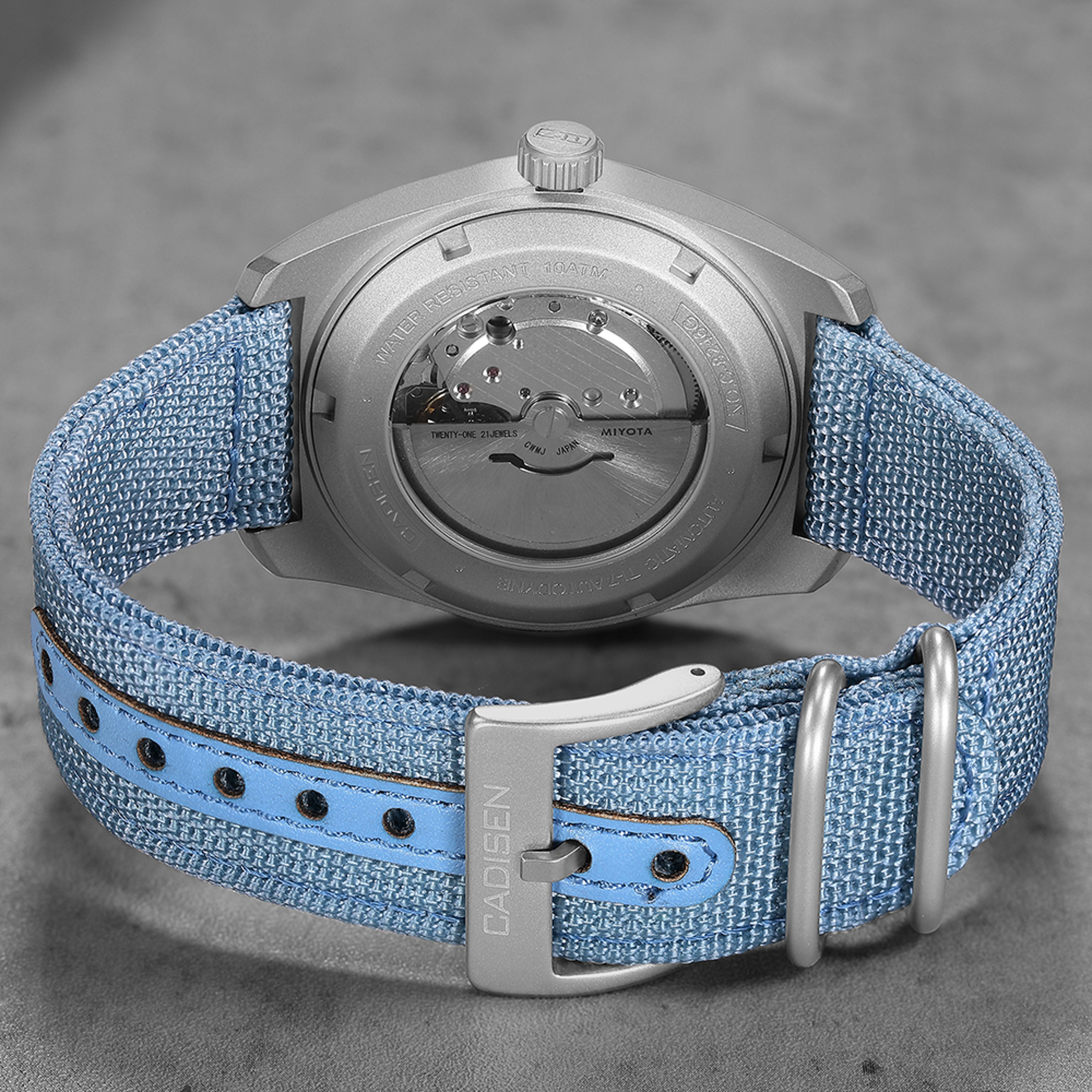 Titanium Steel Automatic Mechanical Canvas Watch with Movement – view 2