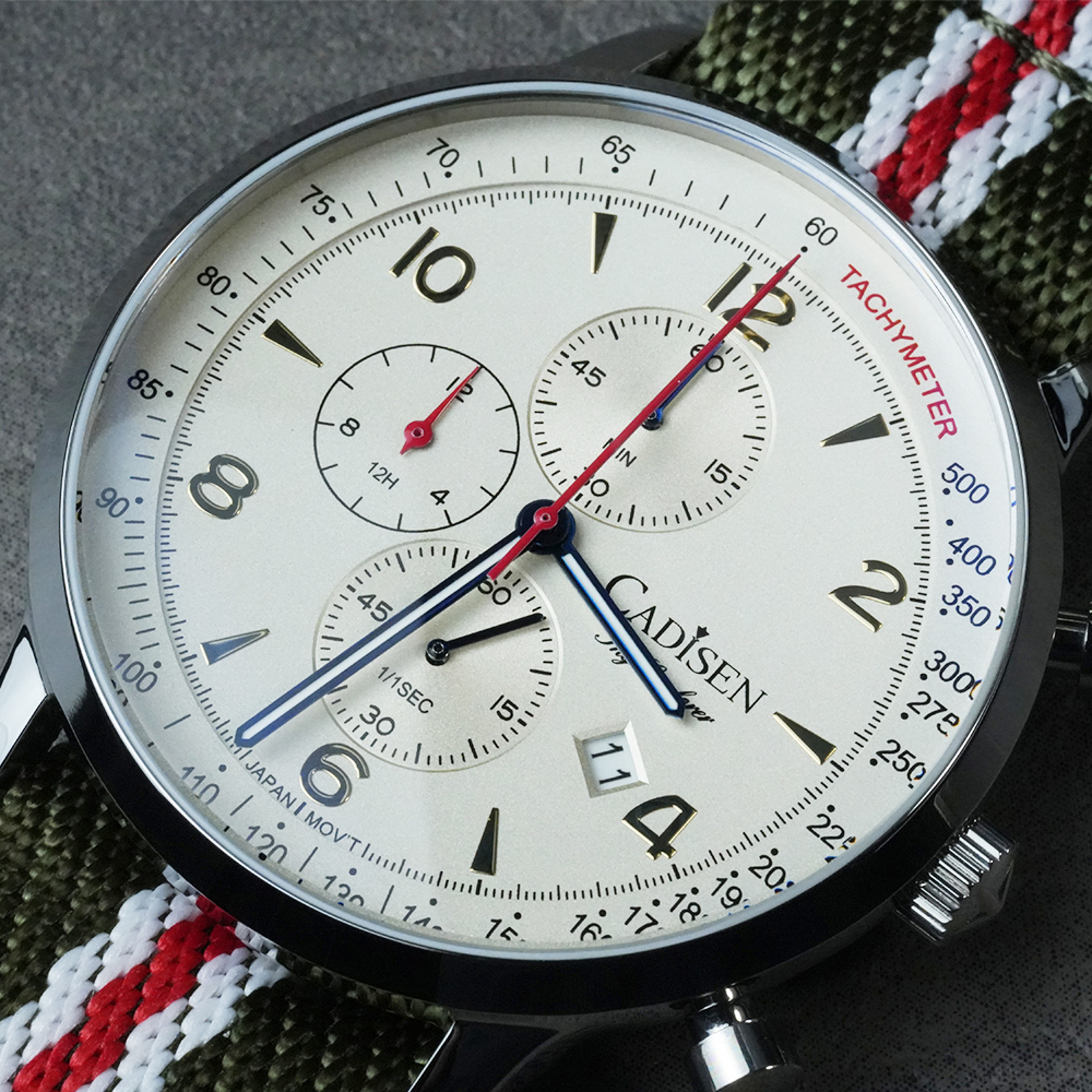 Chronograph Mens Quartz Watch With Canvas Strap And Waterproof Design 2