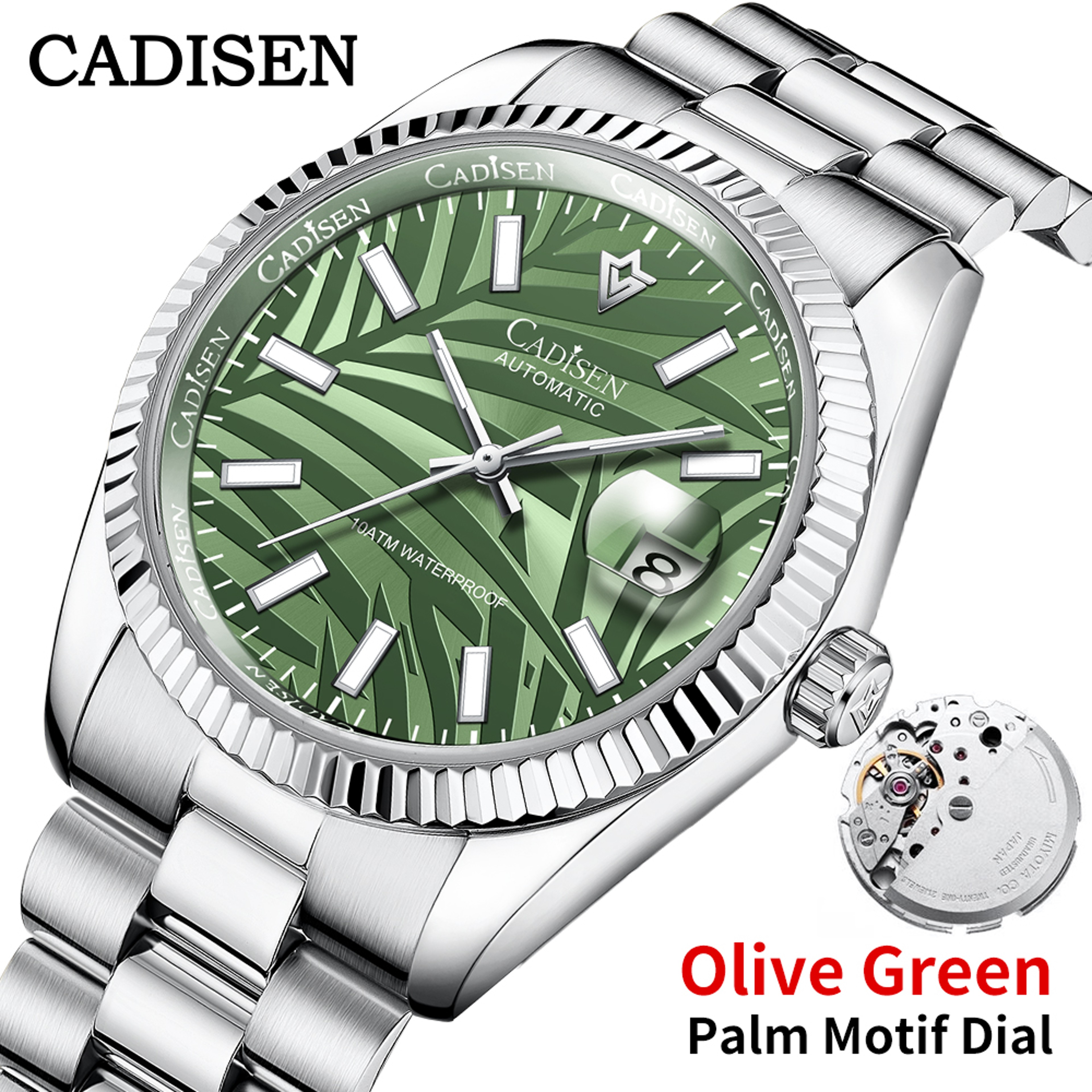Palm Leaf Dial Automatic Mechanical Watch With Sapphire Glass For Men 1