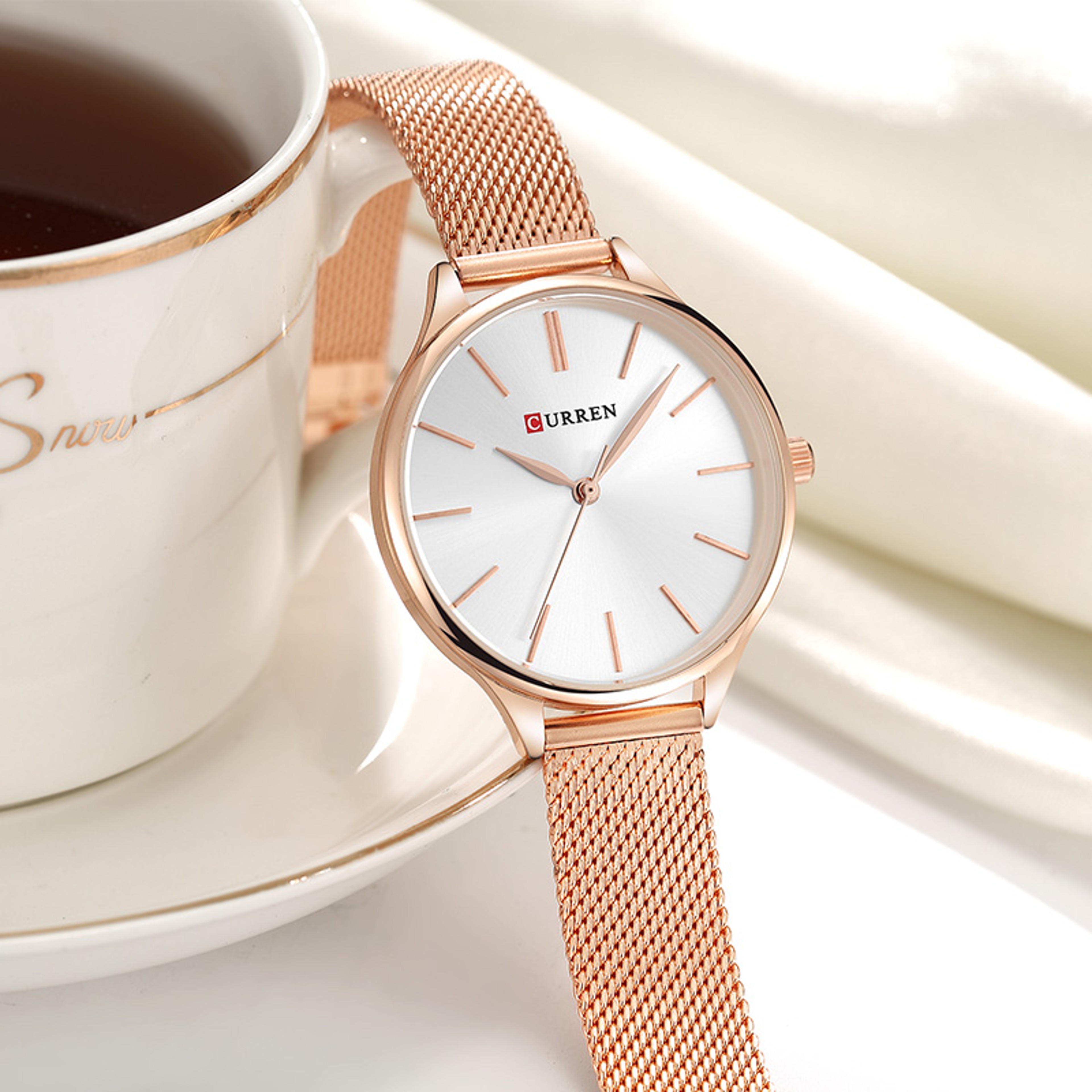 Ultra Thin Ladies Quartz Watch With Waterproof Mesh Strap Fashion Wristwatch 2