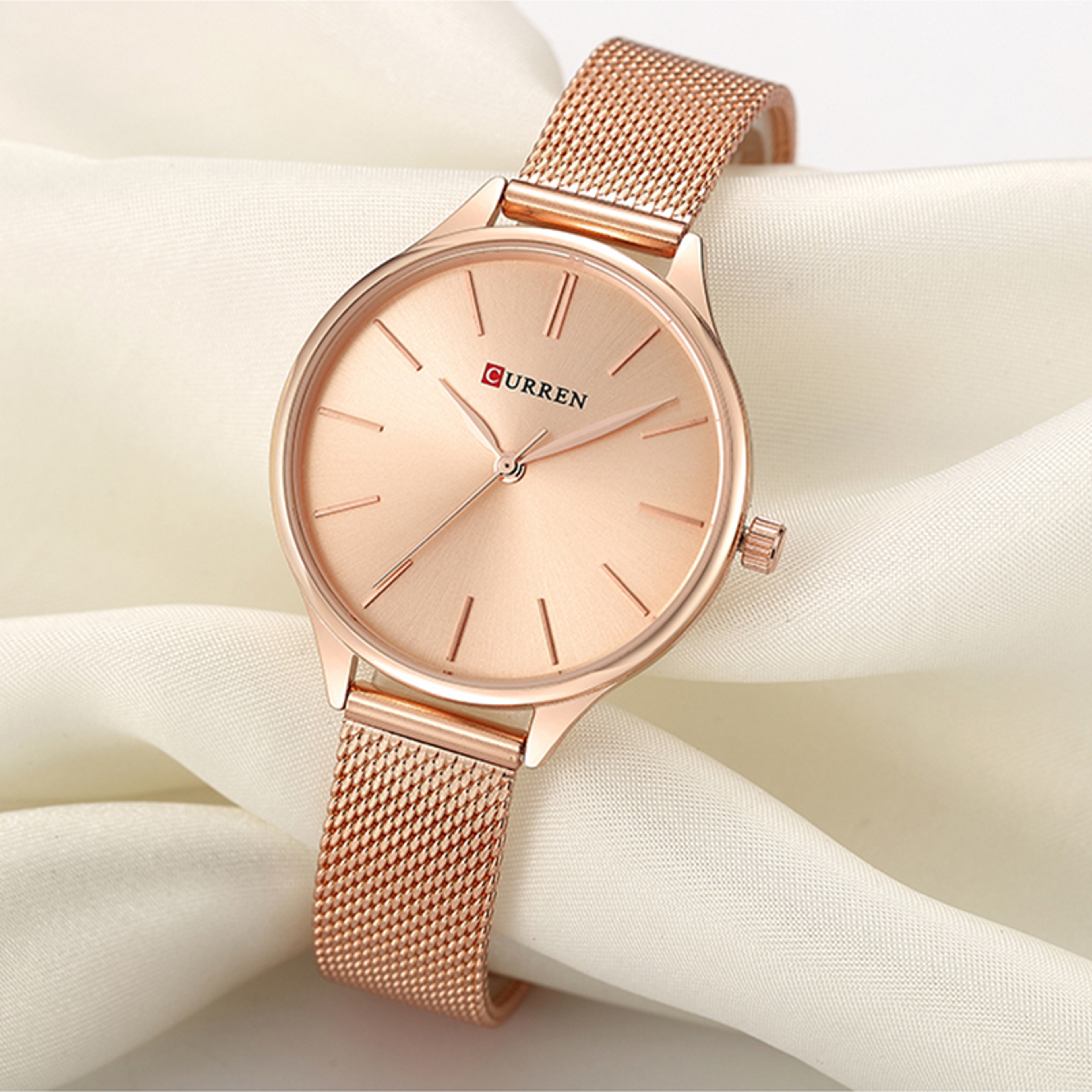 Ultra Thin Ladies Quartz Watch With Waterproof Mesh Strap Fashion Wristwatch 1