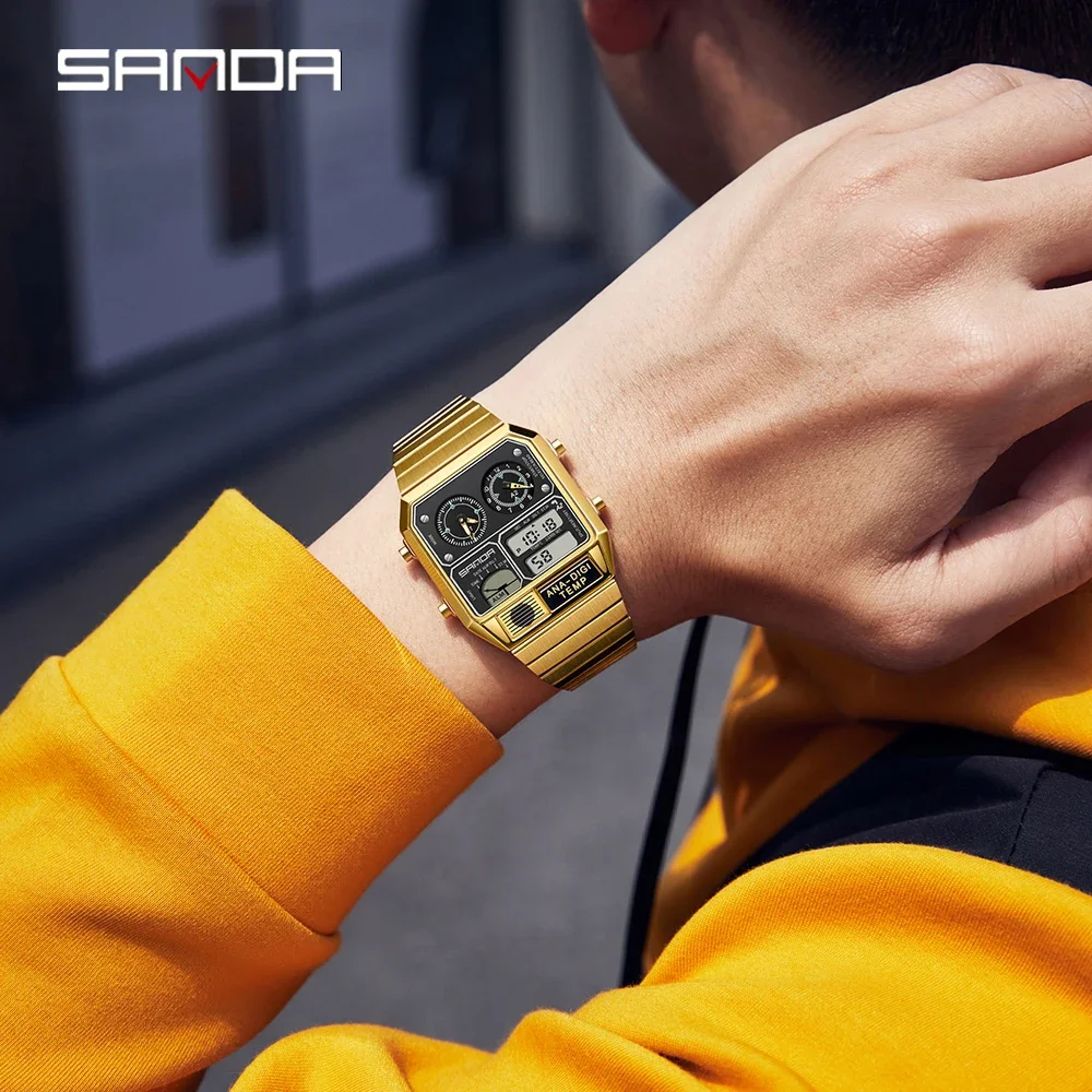 Square Digital Watch For Men With Thermometer Stopwatch Multifunction Sports Wristwatch 1