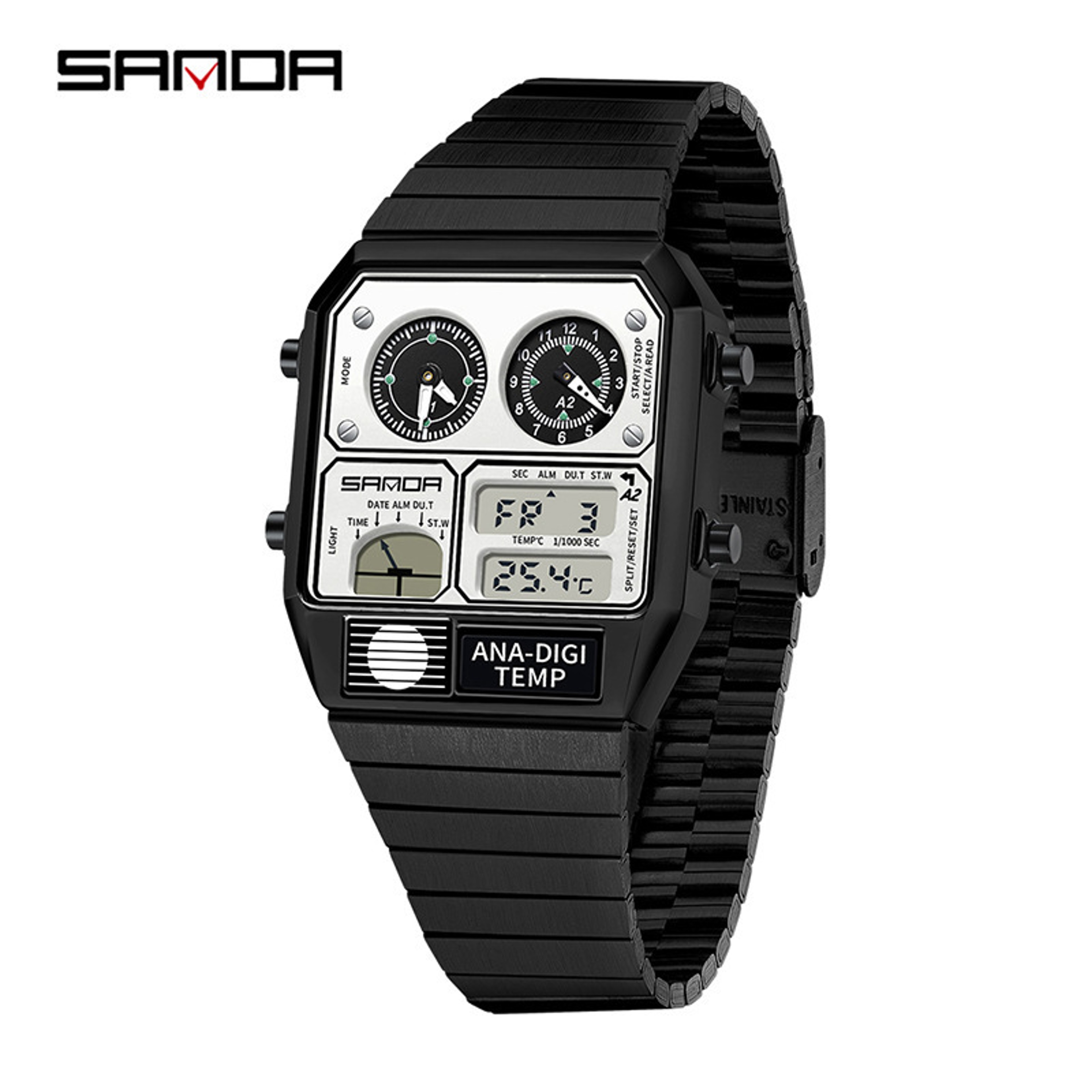 Square Digital Watch For Men With Thermometer Stopwatch Multifunction Sports Wristwatch 11
