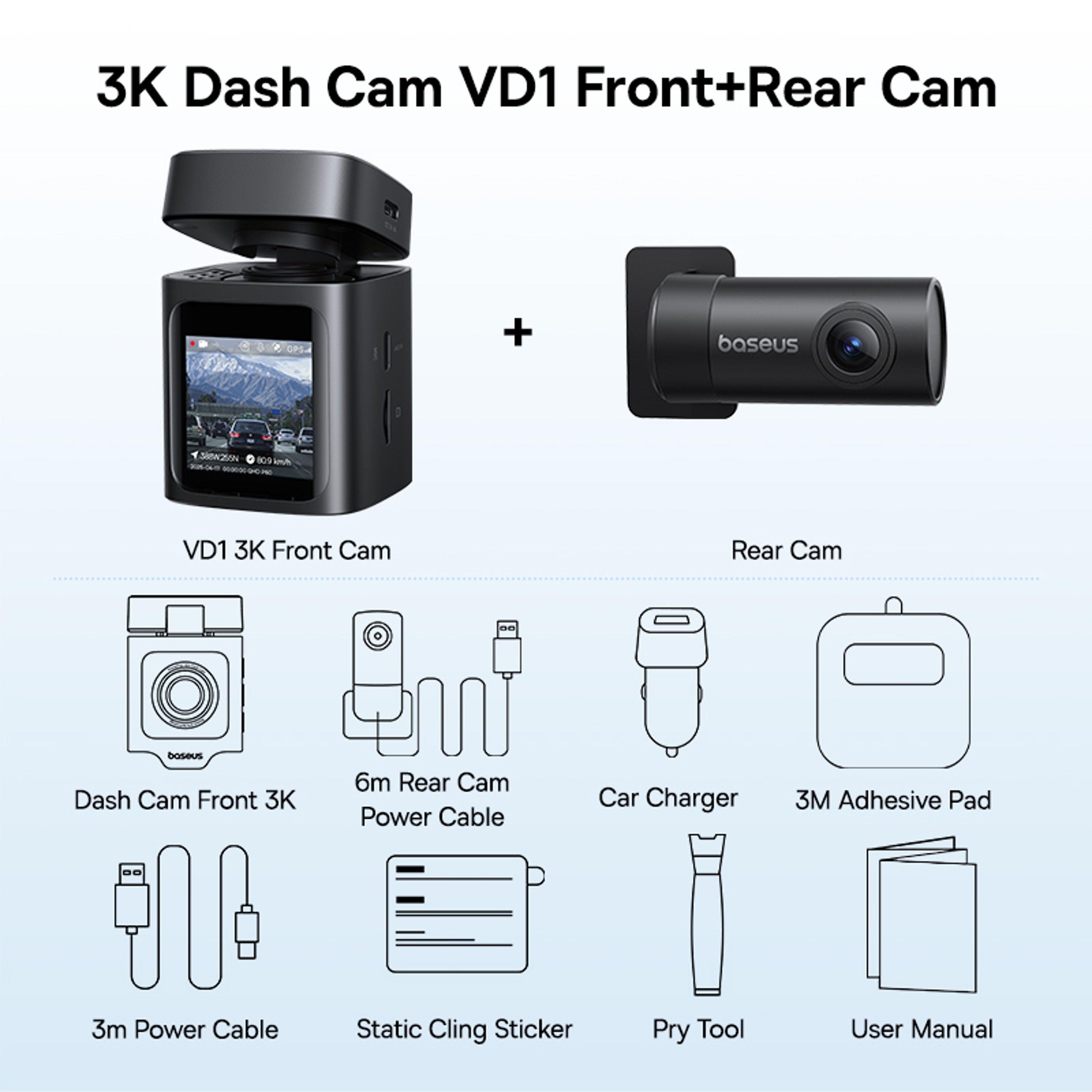 Front And Rear Dash Cam With GPS Parking Mode Car Camera Recorder 7