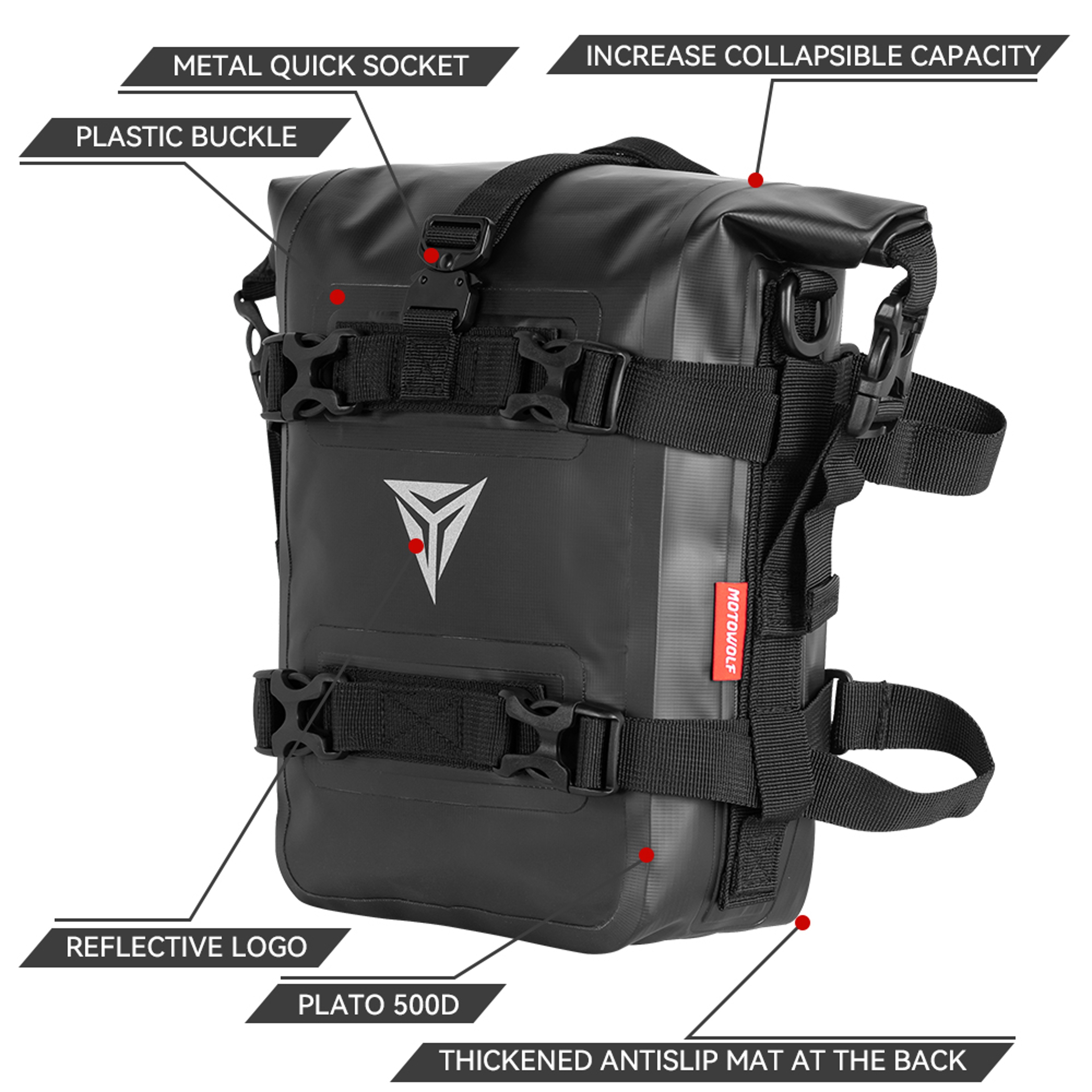 Waterproof Motorcycle Saddle Bag 8L Tank Side Tool Pack Crash Bar Storage Bag 4