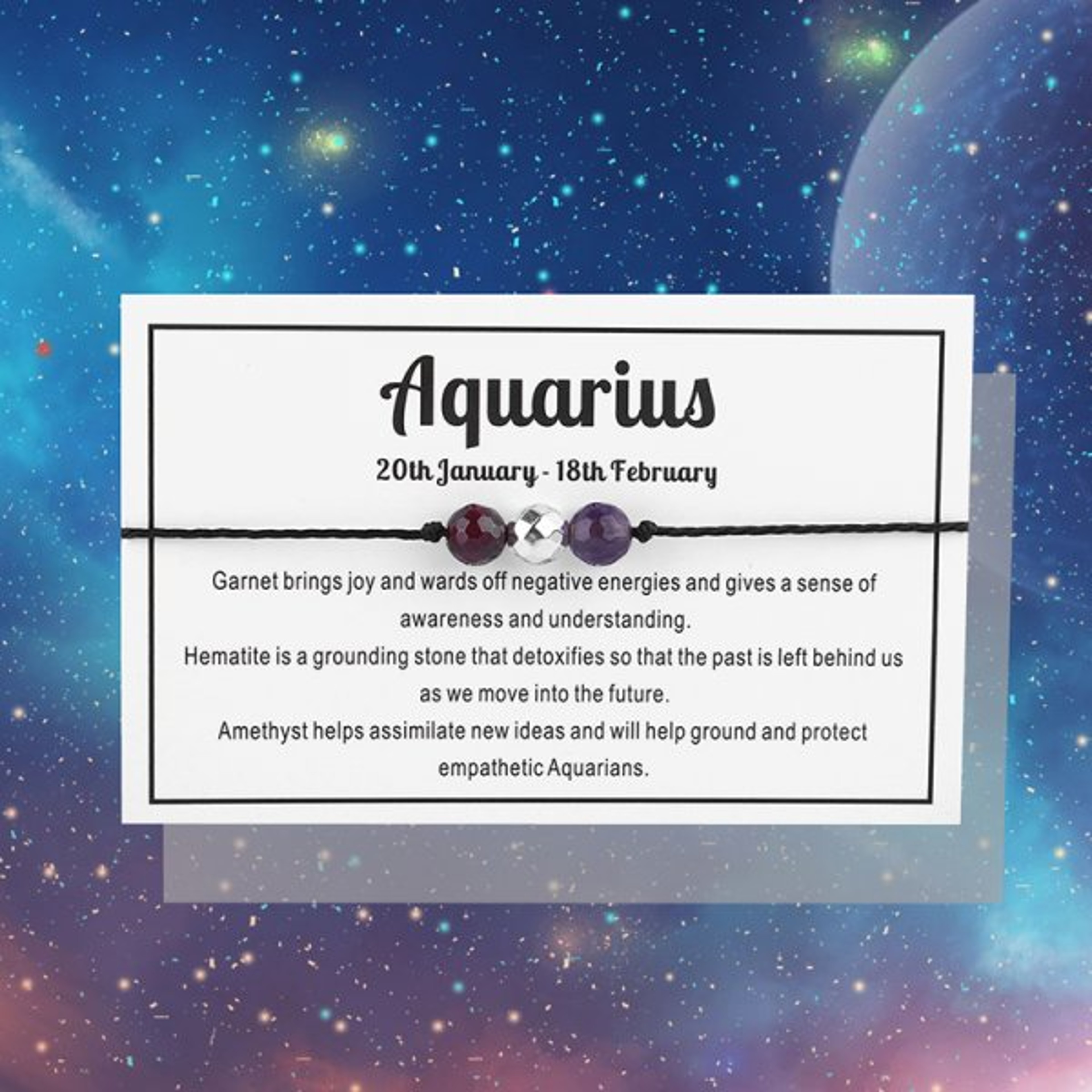 Natural Stone Constellation Bracelet for Women Zodiac Birthday Gift – view 21