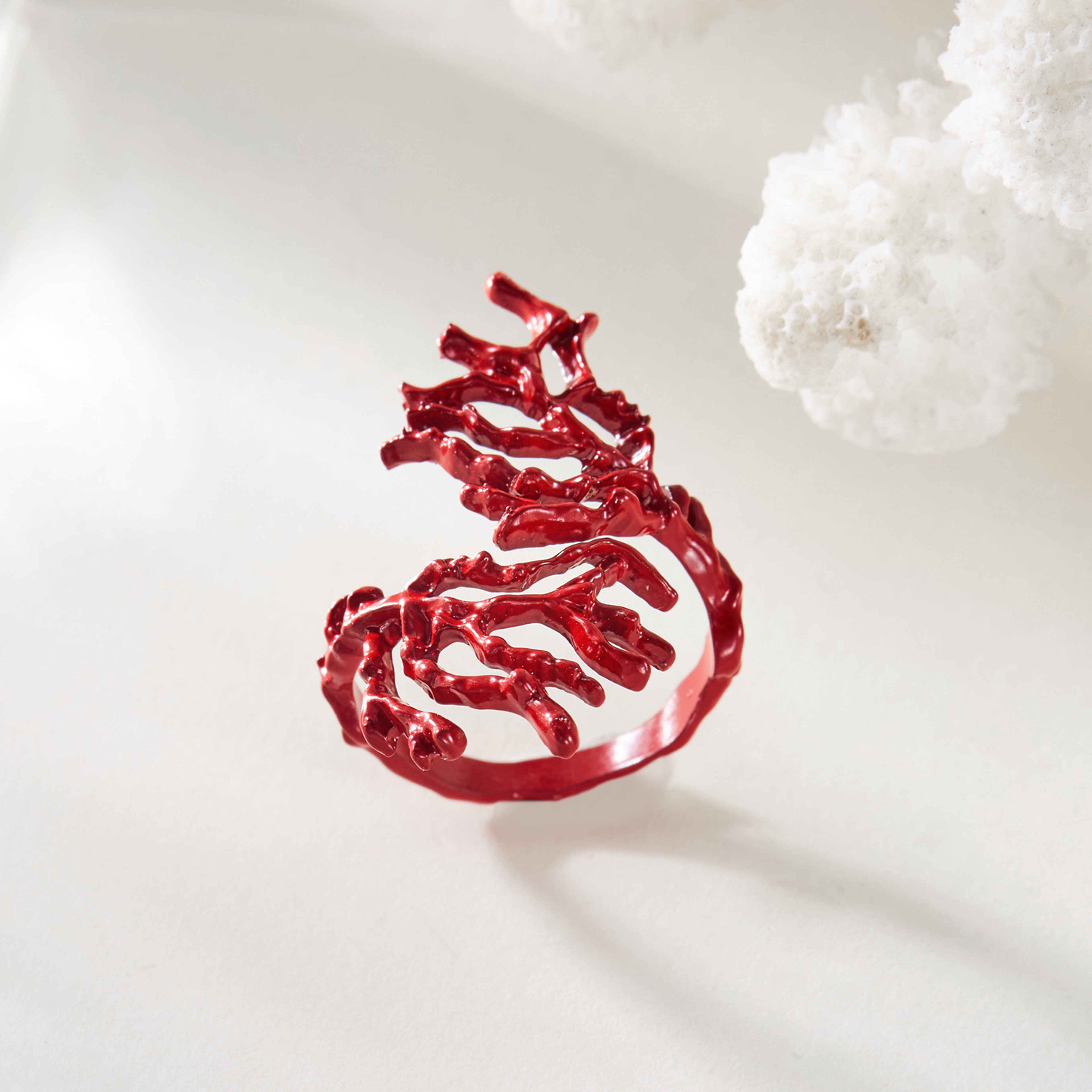 Red Coral Shaped Knuckle Ring for Women Punk Geometric Statement Jewelry – view 13