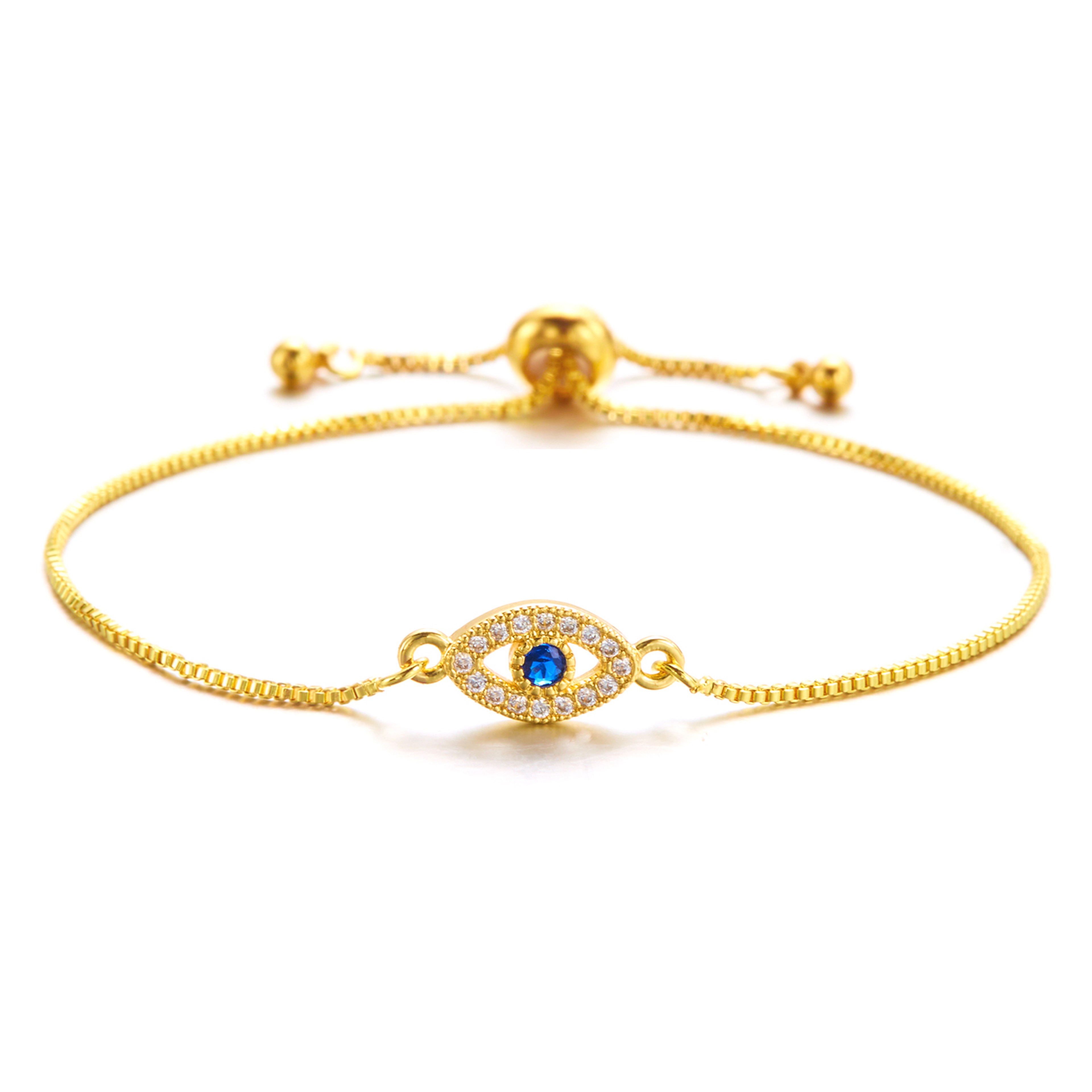 Luxury Gold Zircon Evil Eye Bracelet Adjustable Lucky Jewelry Gift – view 3